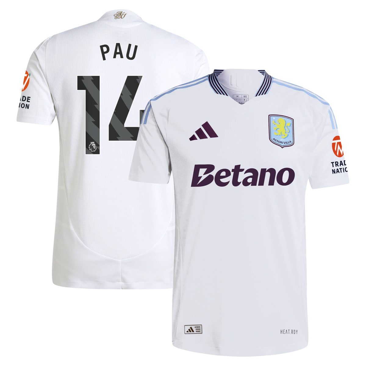 aston villa adidas away authentic shirt 2024-25 with pau 14 printing Collection - Aston Villa Official Store