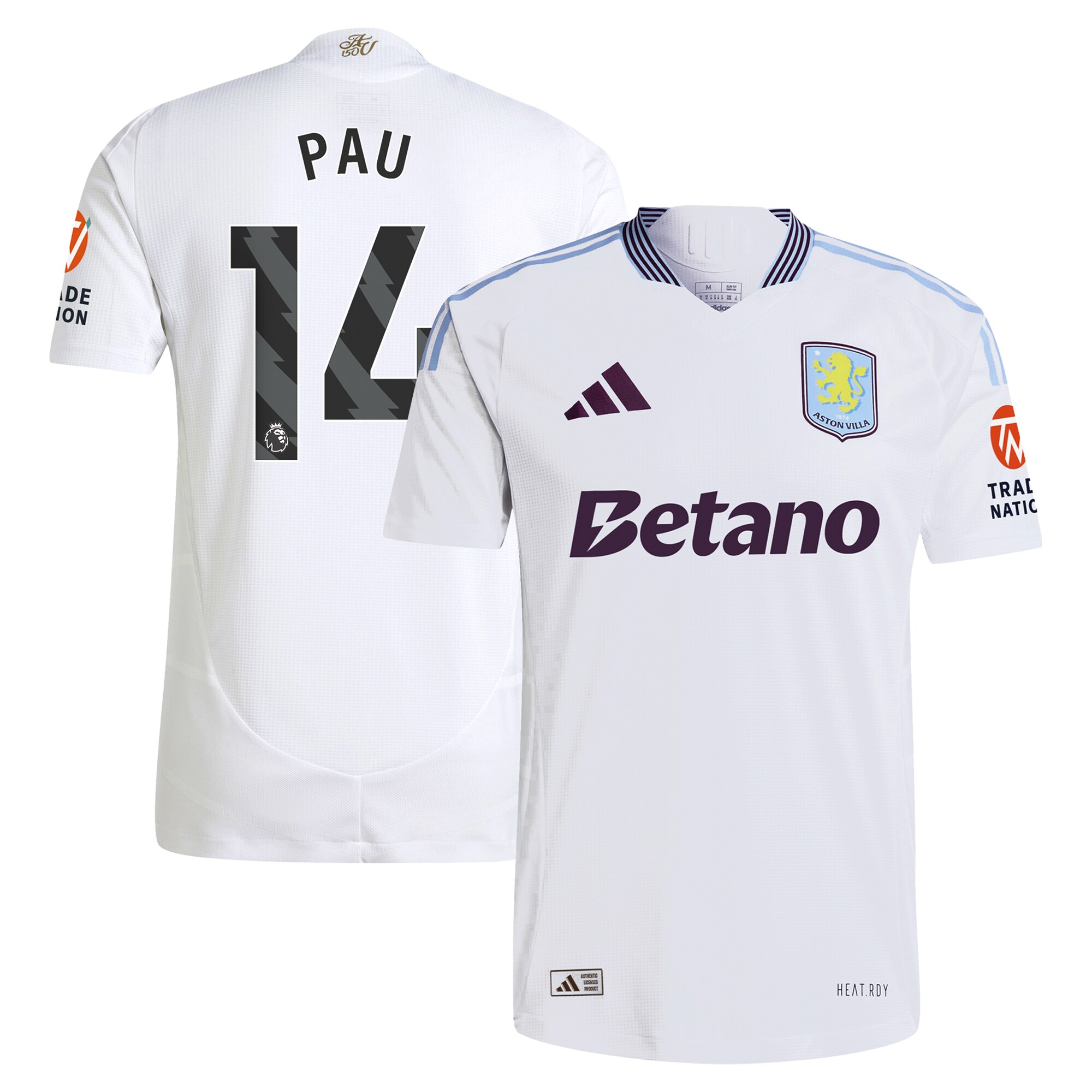 aston villa adidas away authentic shirt 2024-25 with pau 14 printing Collection - Aston Villa Official Store