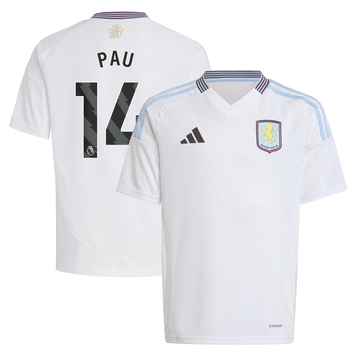 aston villa adidas away shirt 2024-25 – kids with pau 14 printing Collection - Aston Villa Official Store
