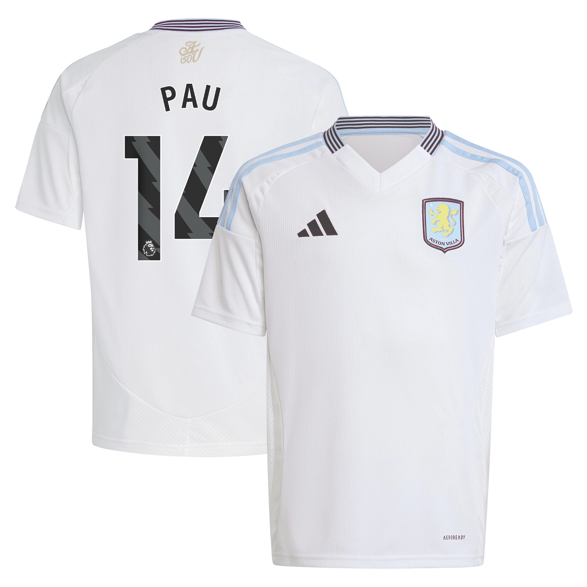 aston villa adidas away shirt 2024-25 – kids with pau 14 printing Collection - Aston Villa Official Store