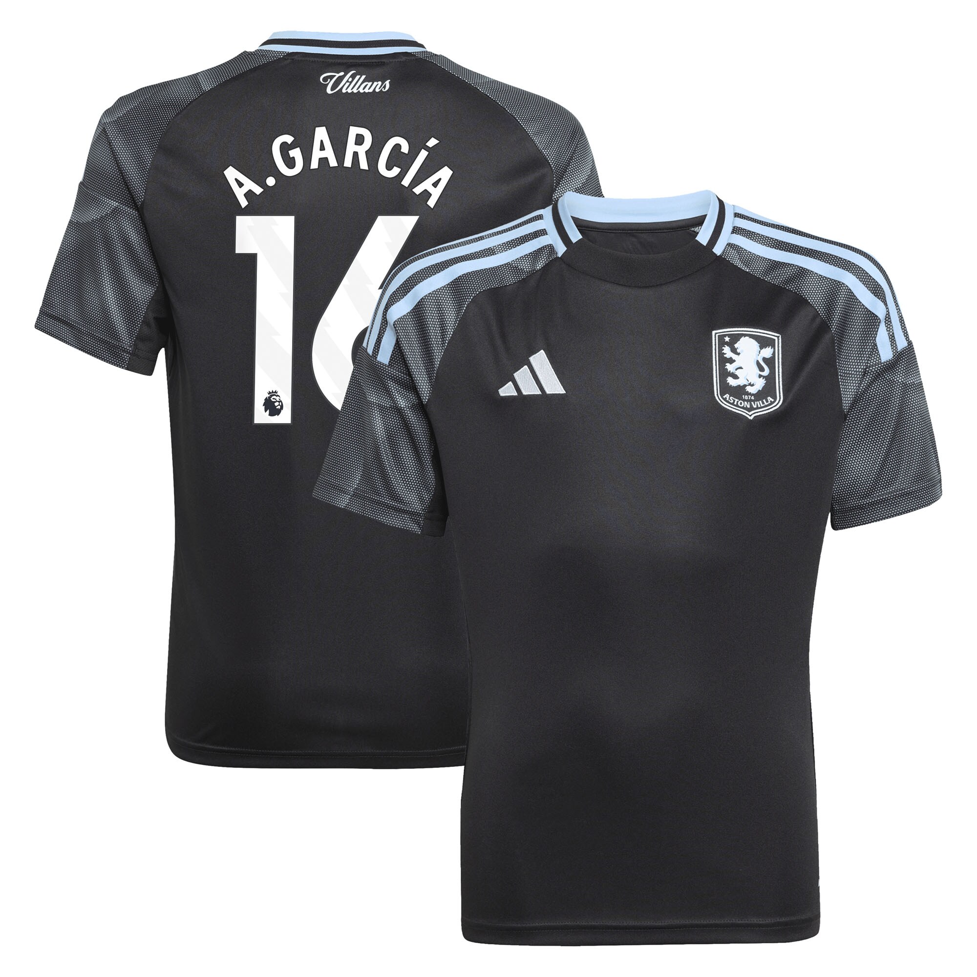 aston villa adidas away shirt 2025-26 – kids with a.garcía 16 printing Collection - Aston Villa Official Store