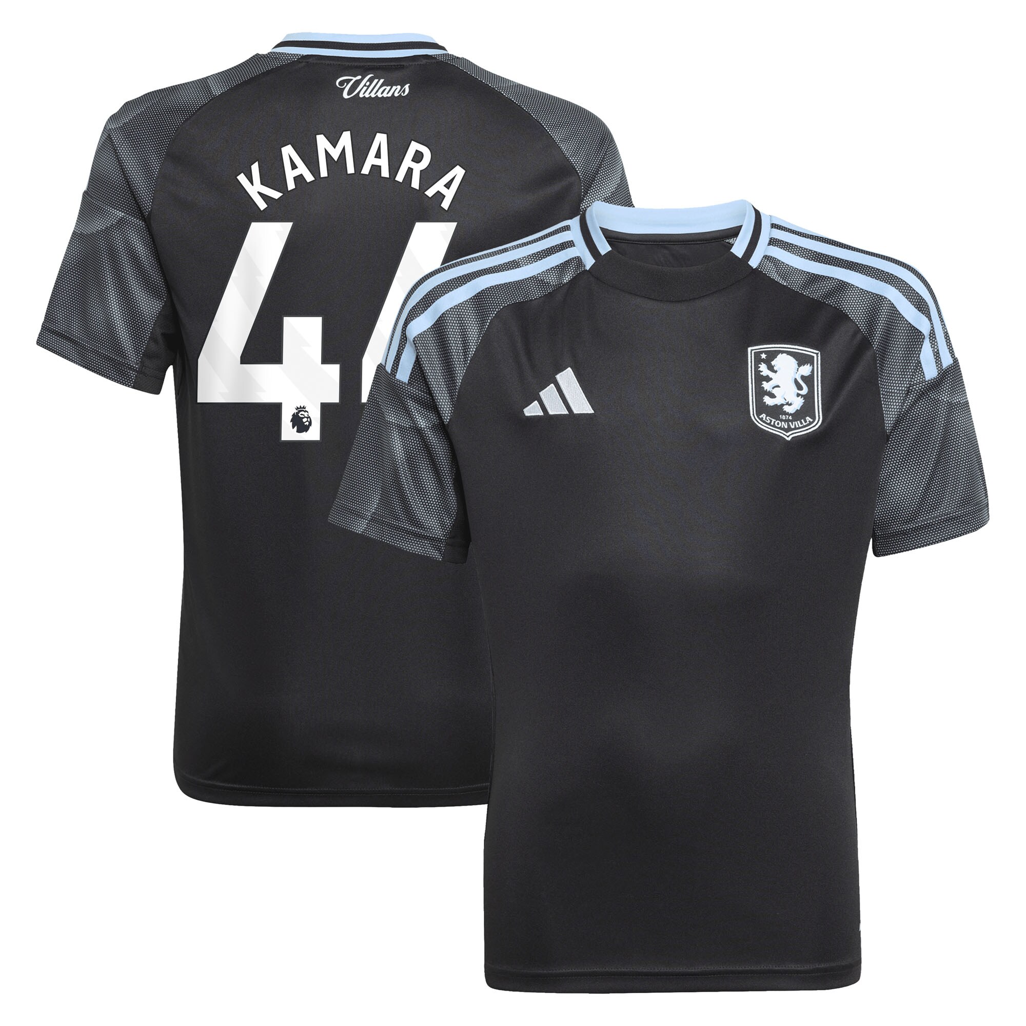 aston villa adidas away shirt 2025-26 – kids with kamara 44 printing Collection - Aston Villa Official Store