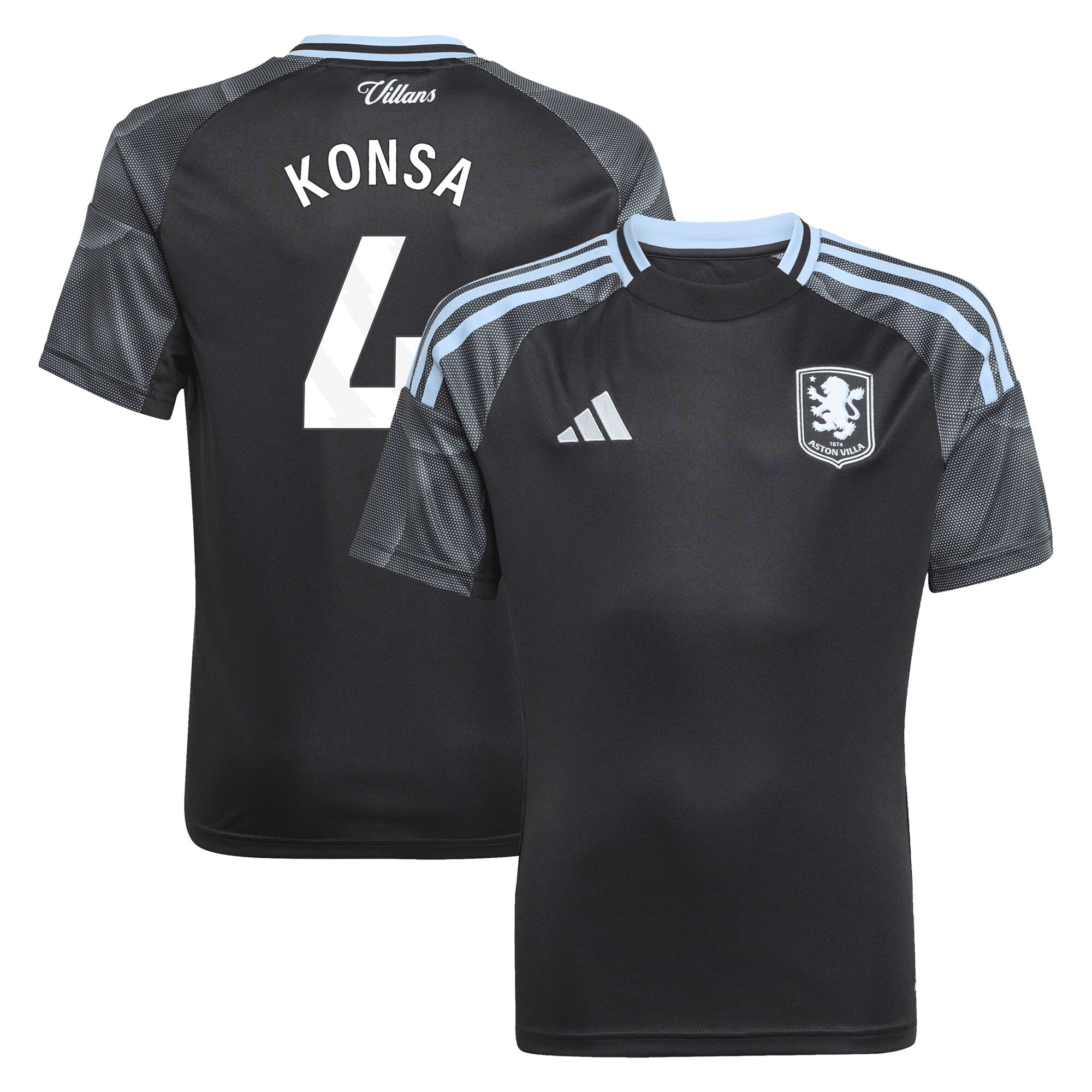 aston villa adidas away shirt 2025-26 – kids with konsa 4 printing Collection - Aston Villa Official Store