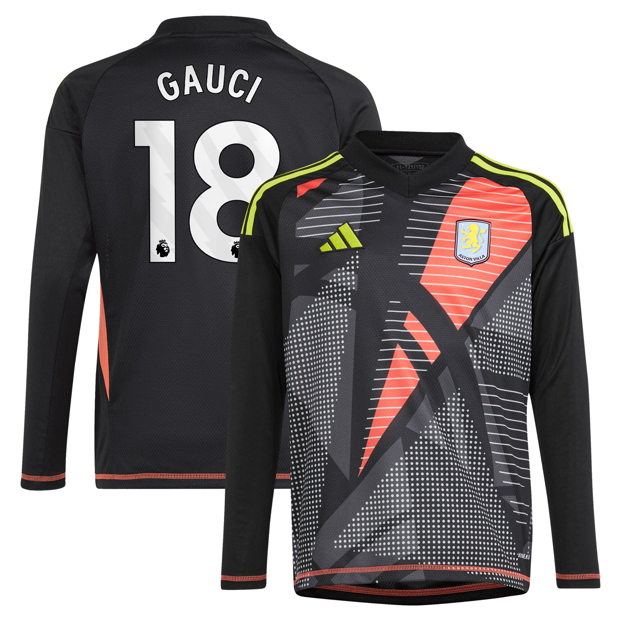 aston villa adidas goalkeeper shirt 2024-25 – long sleeve – kids with gauci 18 printing – 202029323 Collection - Aston Villa Official Store