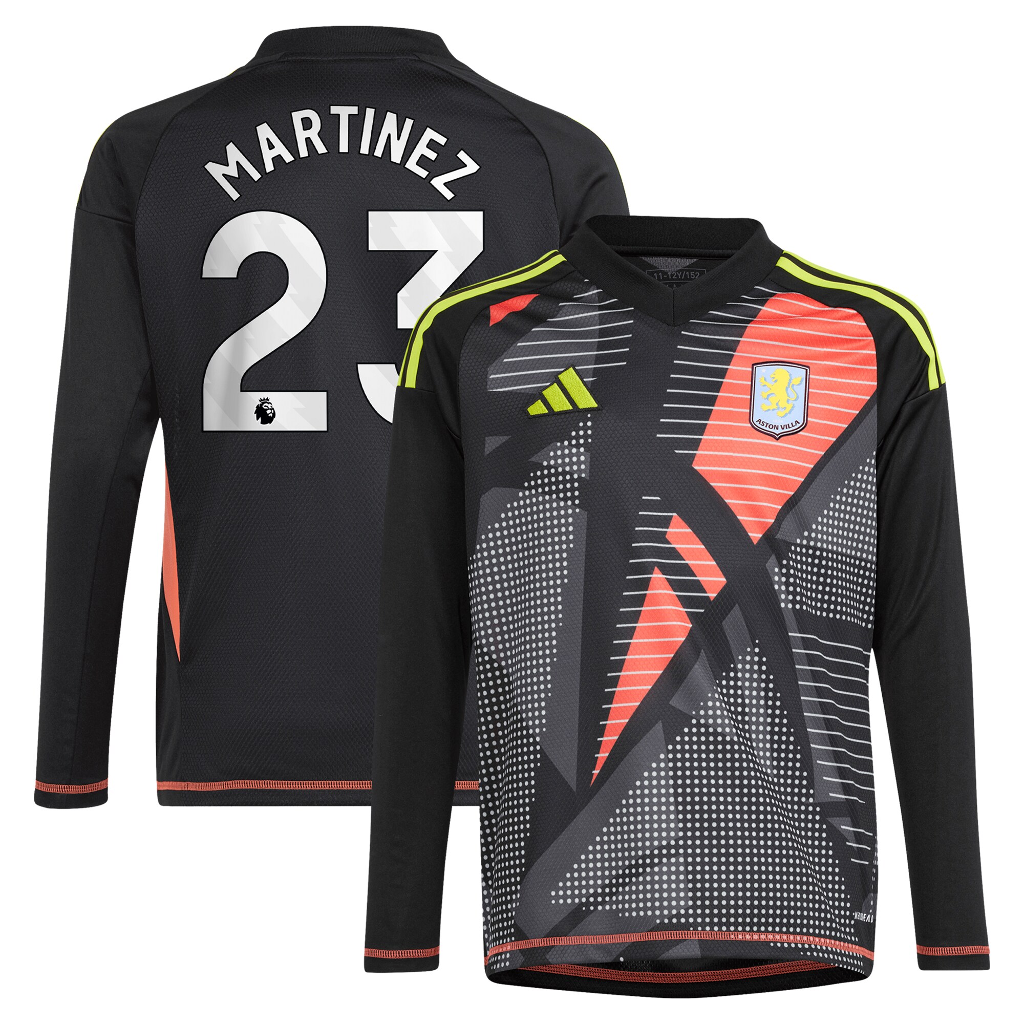 aston villa adidas goalkeeper shirt 2024-25 – long sleeve – kids with martinez 23 printing – 202029325 Collection - Aston Villa Official Store
