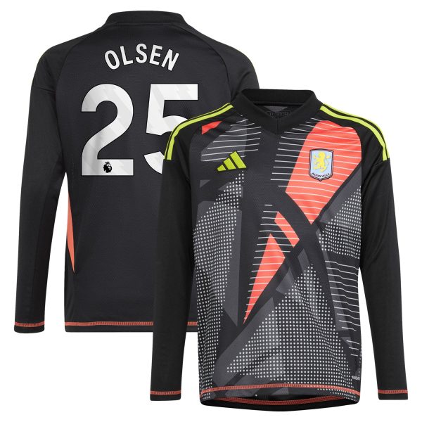 aston villa adidas goalkeeper shirt 2024-25 – long sleeve – kids with olsen 25 printing – 202029322 Collection - Aston Villa Official Store