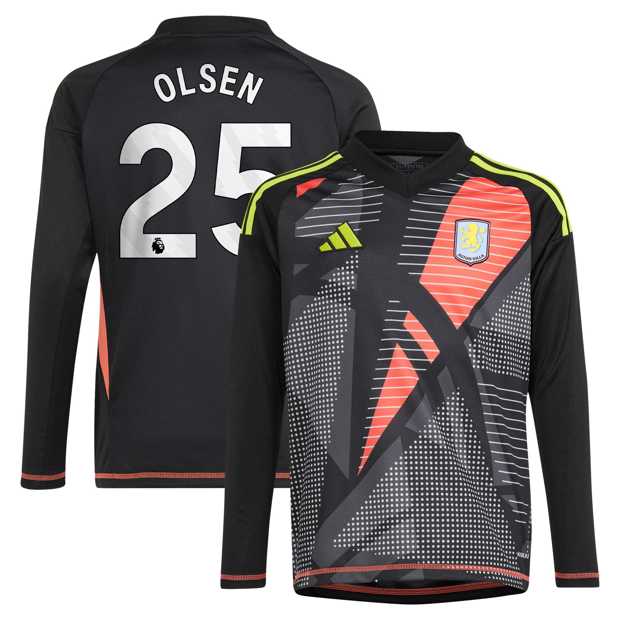 aston villa adidas goalkeeper shirt 2024-25 – long sleeve – kids with olsen 25 printing – 202029322 Collection - Aston Villa Official Store