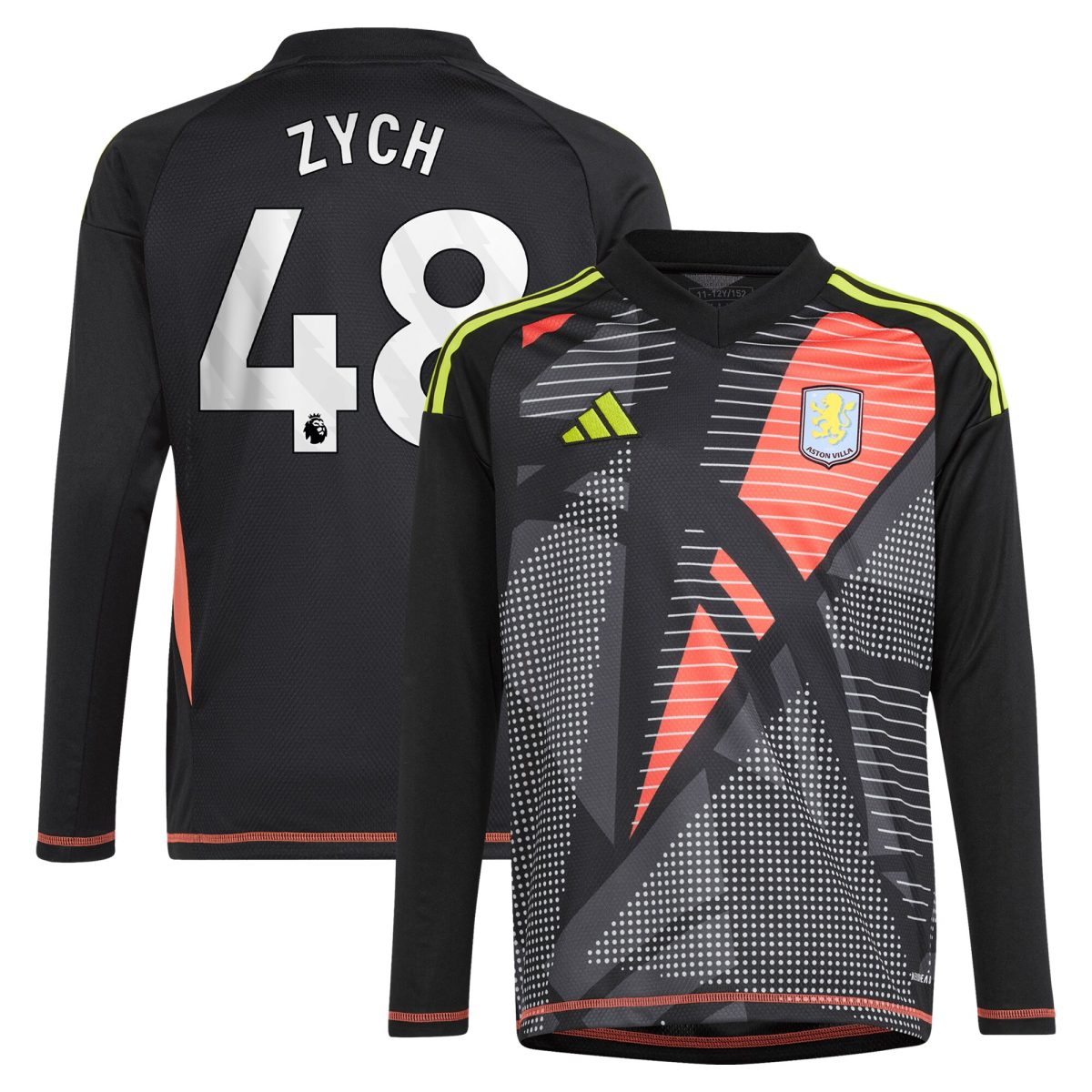 aston villa adidas goalkeeper shirt 2024-25 – long sleeve – kids with zych 48 printing – 202153091 Collection - Aston Villa Official Store