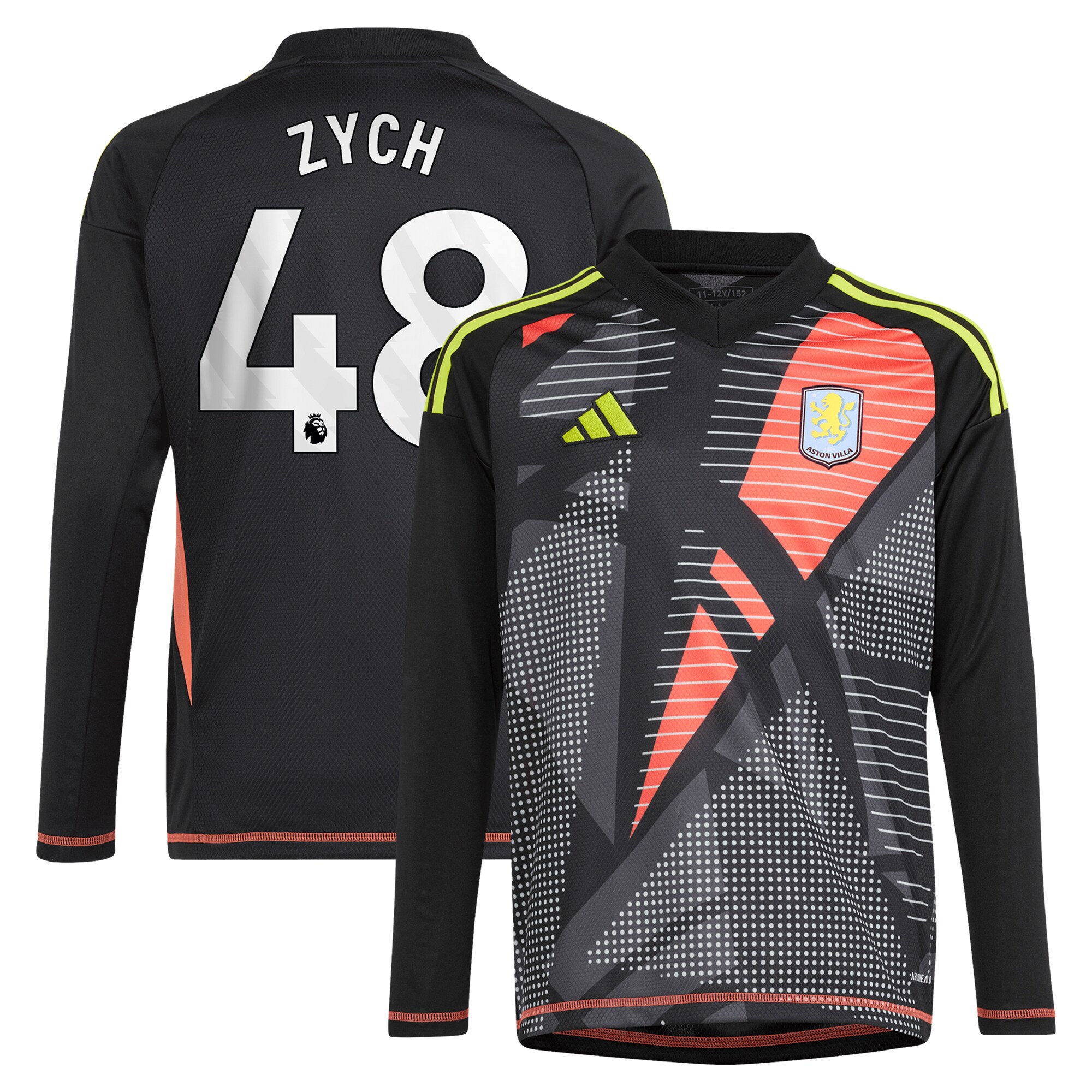 aston villa adidas goalkeeper shirt 2024-25 – long sleeve – kids with zych 48 printing – 202153091 Collection - Aston Villa Official Store