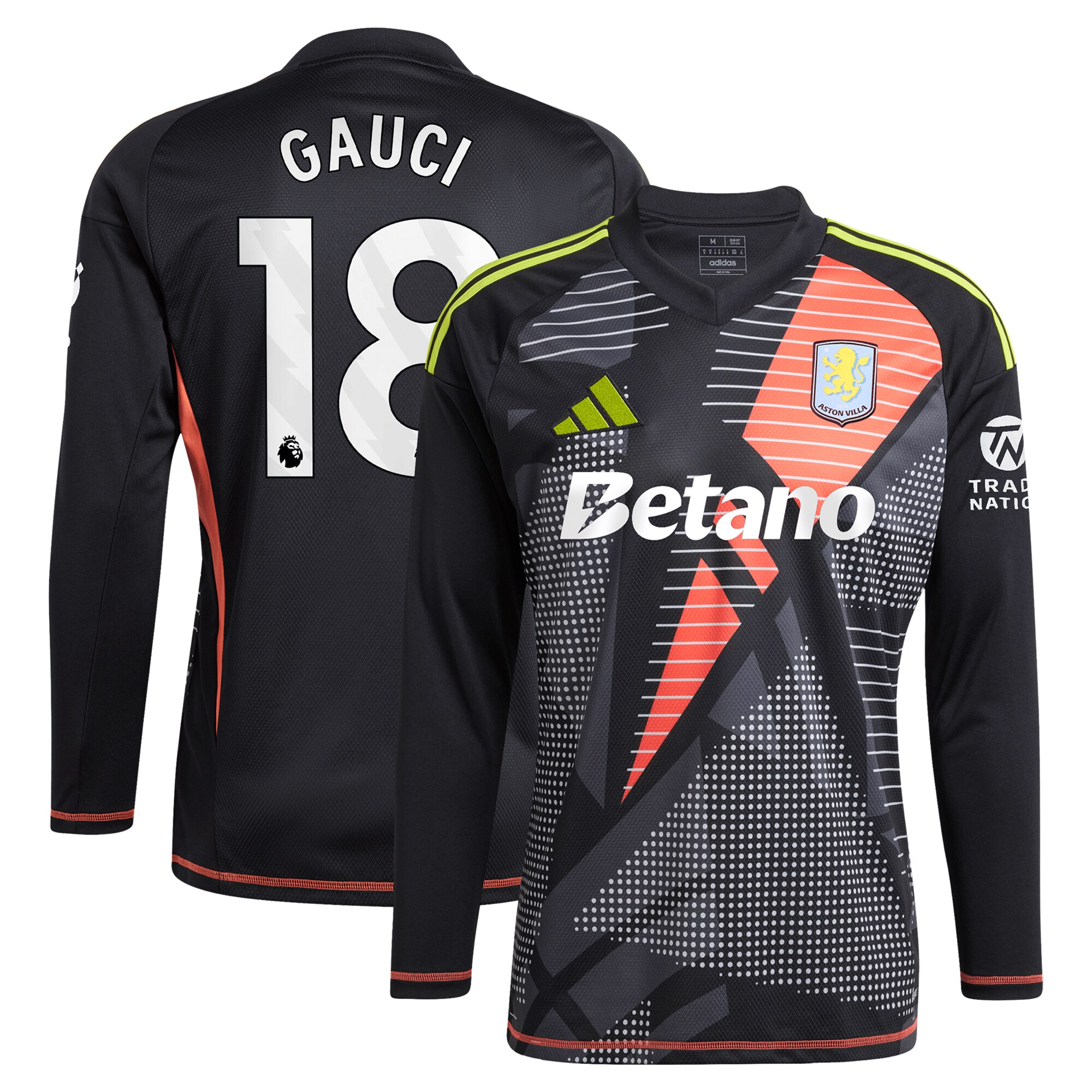 aston villa adidas goalkeeper shirt 2024-25 – long sleeve with gauci 18 printing – 202028940 Collection - Aston Villa Official Store