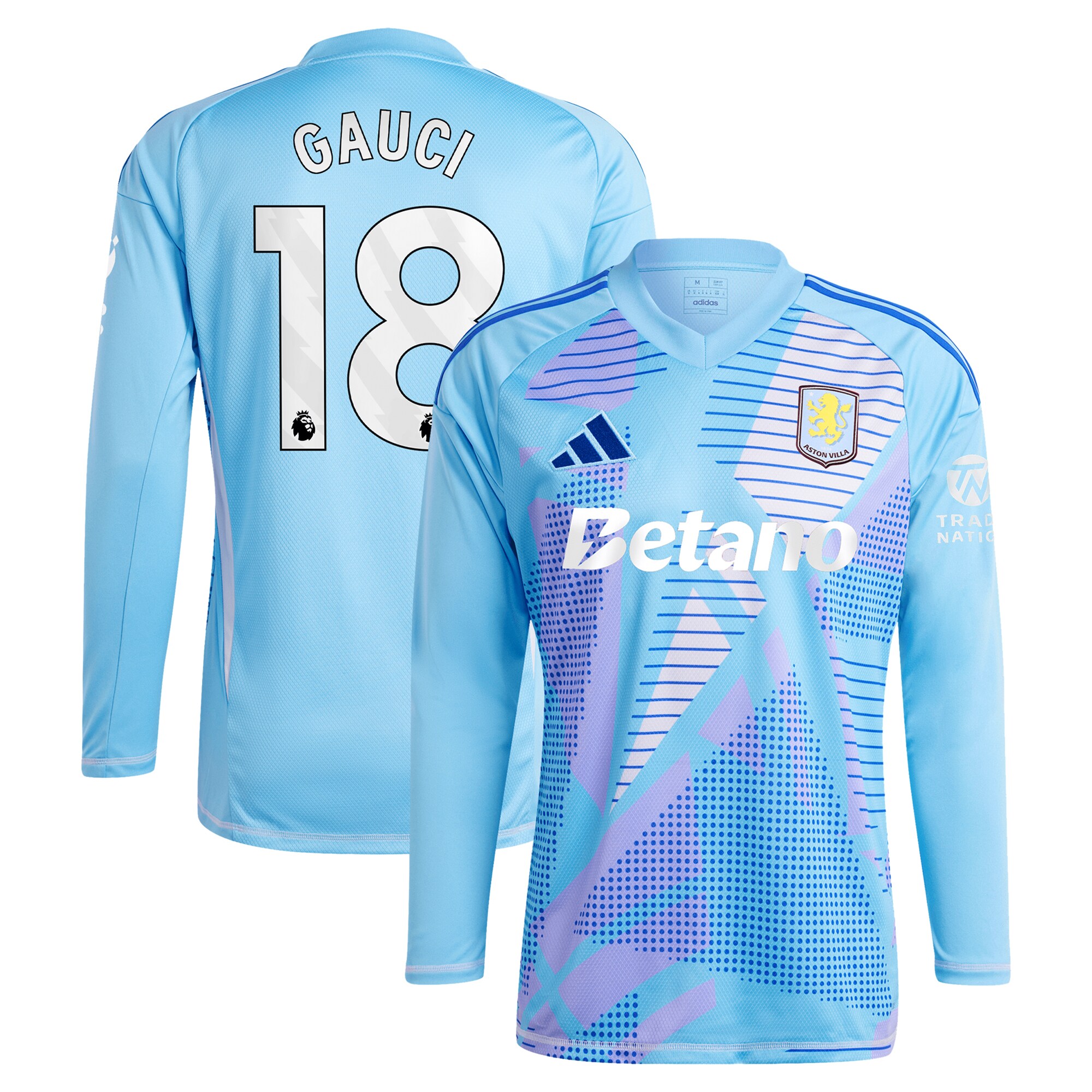 aston villa adidas goalkeeper shirt 2024-25 – long sleeve with gauci 18 printing – 202030982 Collection - Aston Villa Official Store