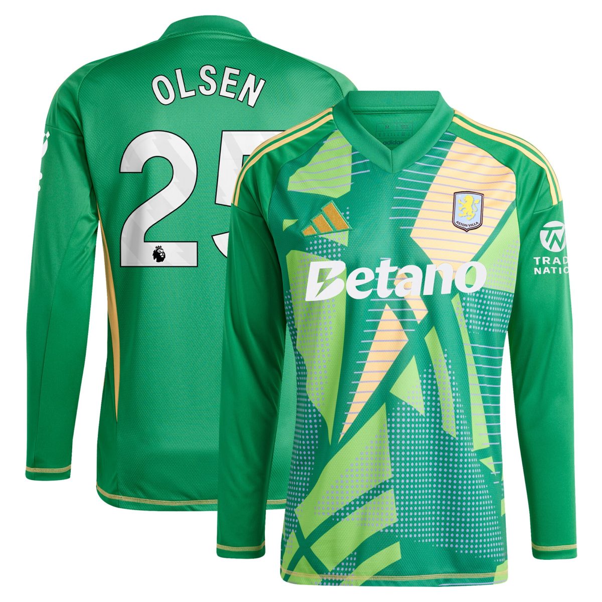 aston villa adidas goalkeeper shirt 2024-25 – long sleeve with olsen 25 printing Collection - Aston Villa Official Store
