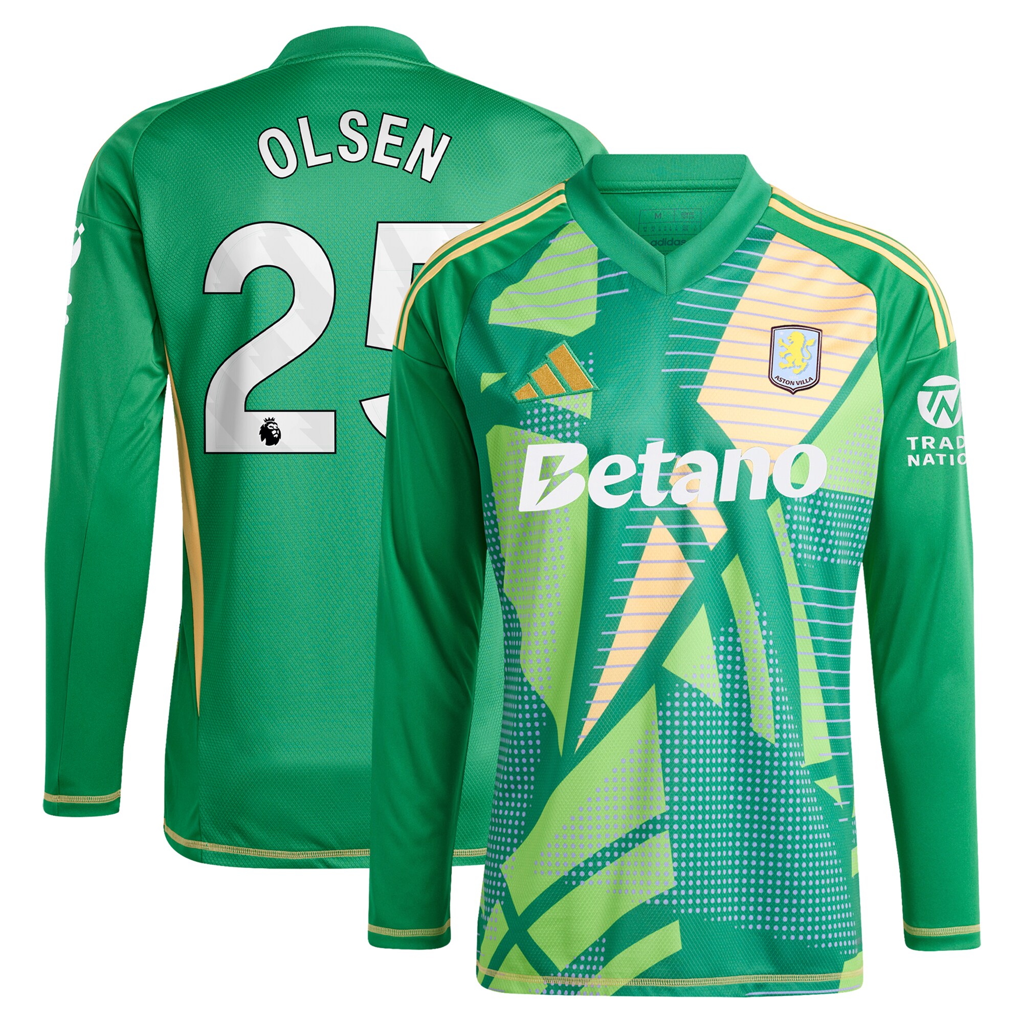 aston villa adidas goalkeeper shirt 2024-25 – long sleeve with olsen 25 printing Collection - Aston Villa Official Store