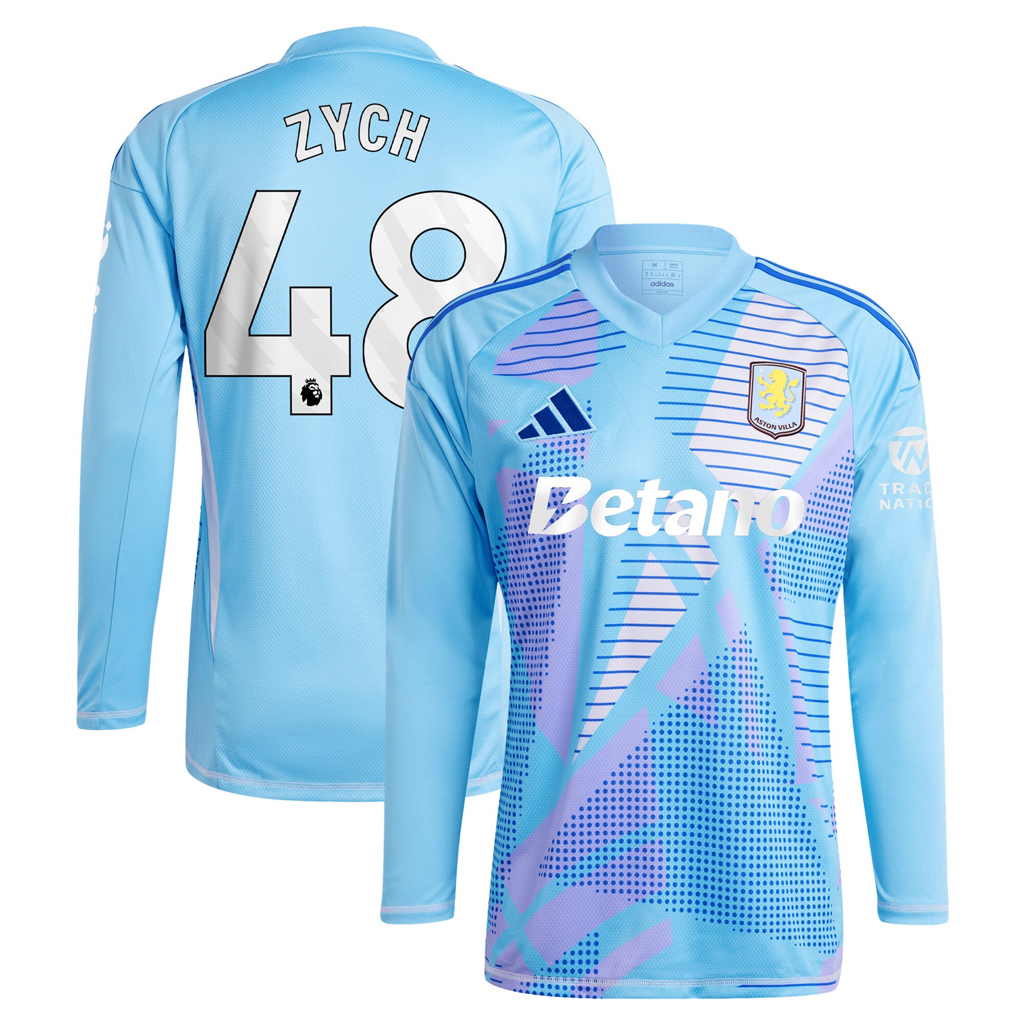 aston villa adidas goalkeeper shirt 2024-25 – long sleeve with zych 48 printing – 202153092 Collection - Aston Villa Official Store