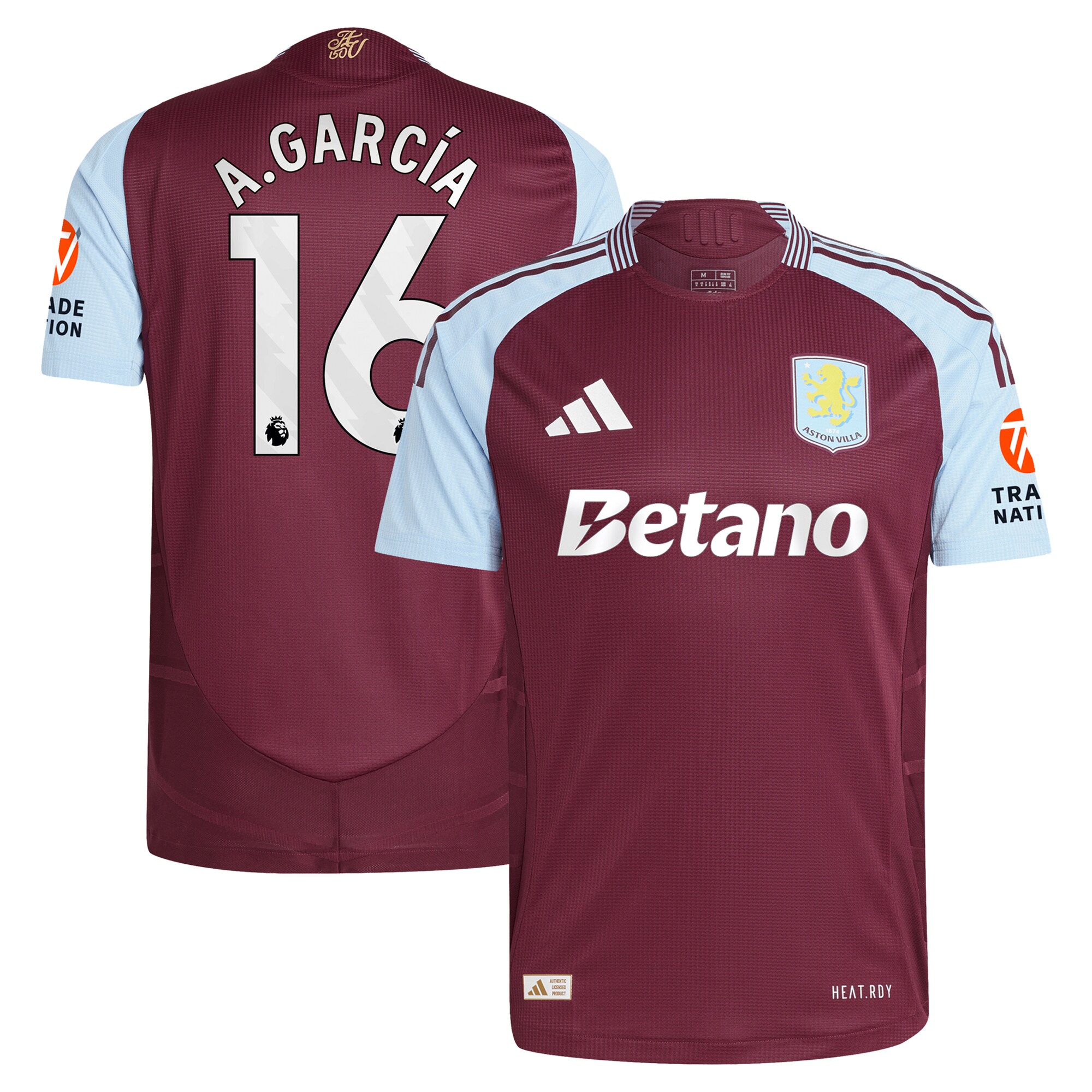aston villa adidas home authentic shirt 2024-25 with a.garcía 16 printing Collection - Aston Villa Official Store