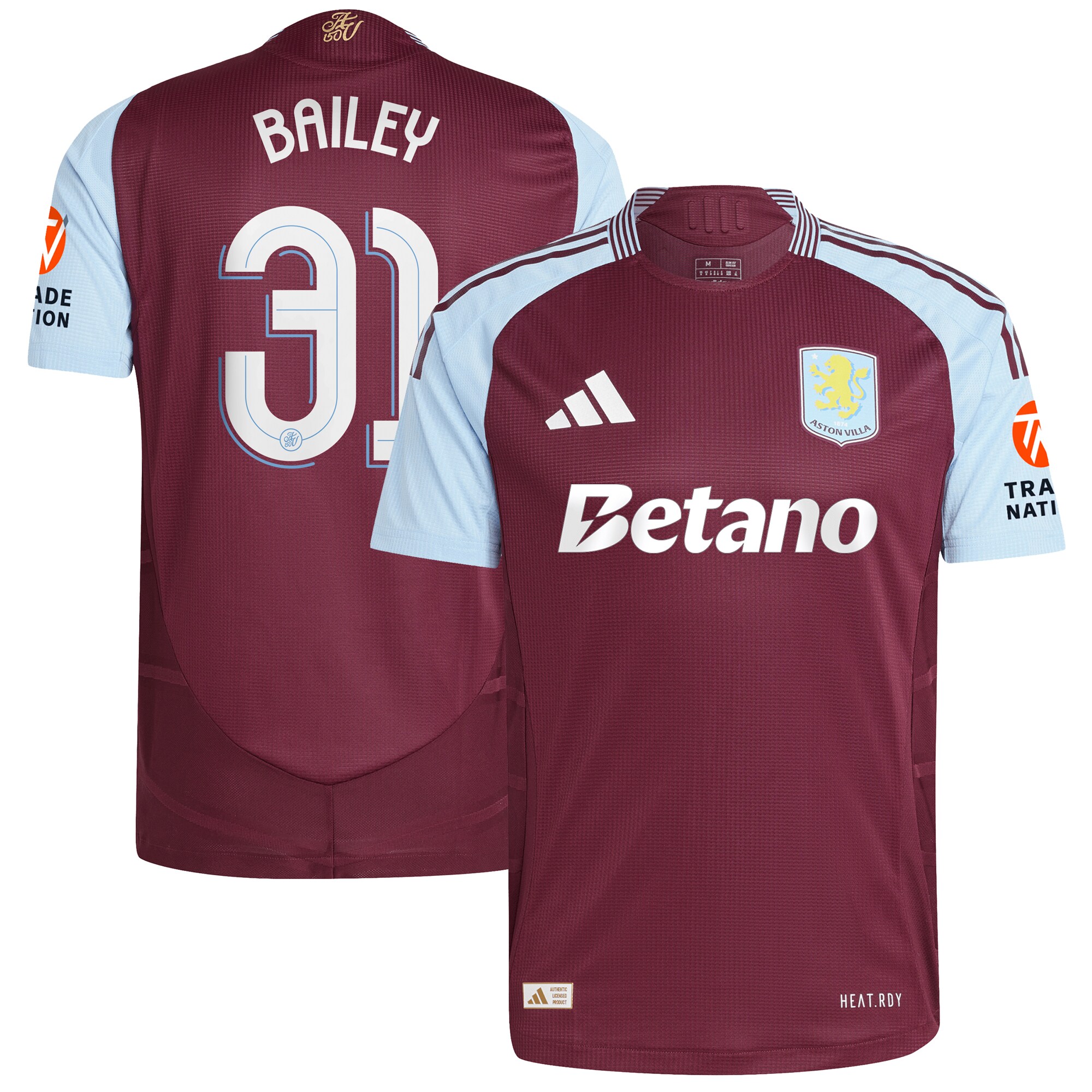 aston villa adidas home authentic shirt 2024-25 with bailey 31 cup printing Collection - Aston Villa Official Store