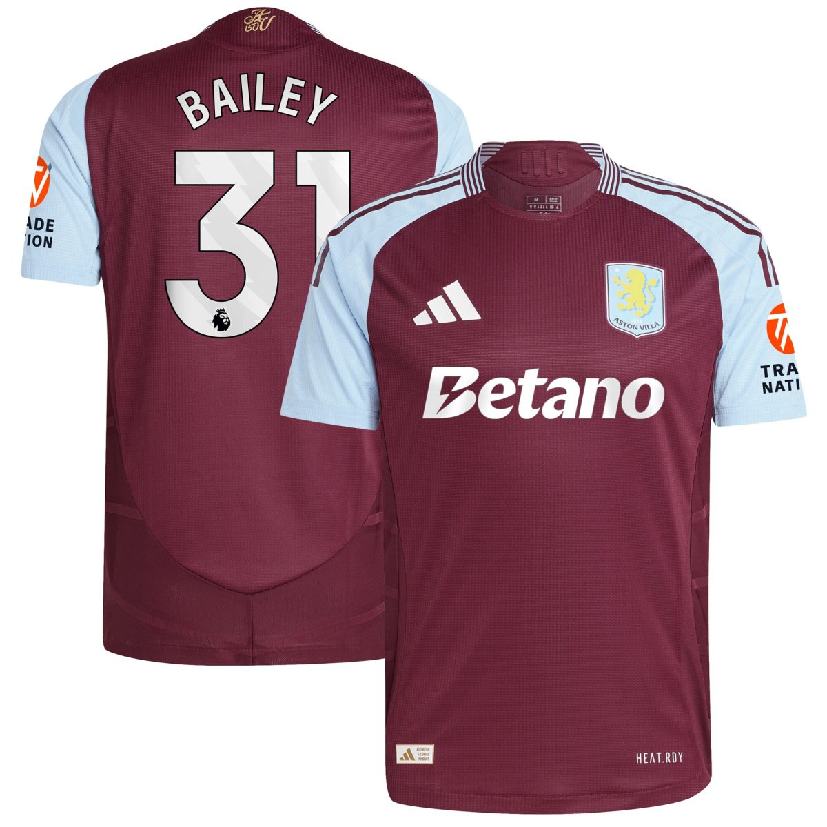 aston villa adidas home authentic shirt 2024-25 with bailey 31 printing Collection - Aston Villa Official Store