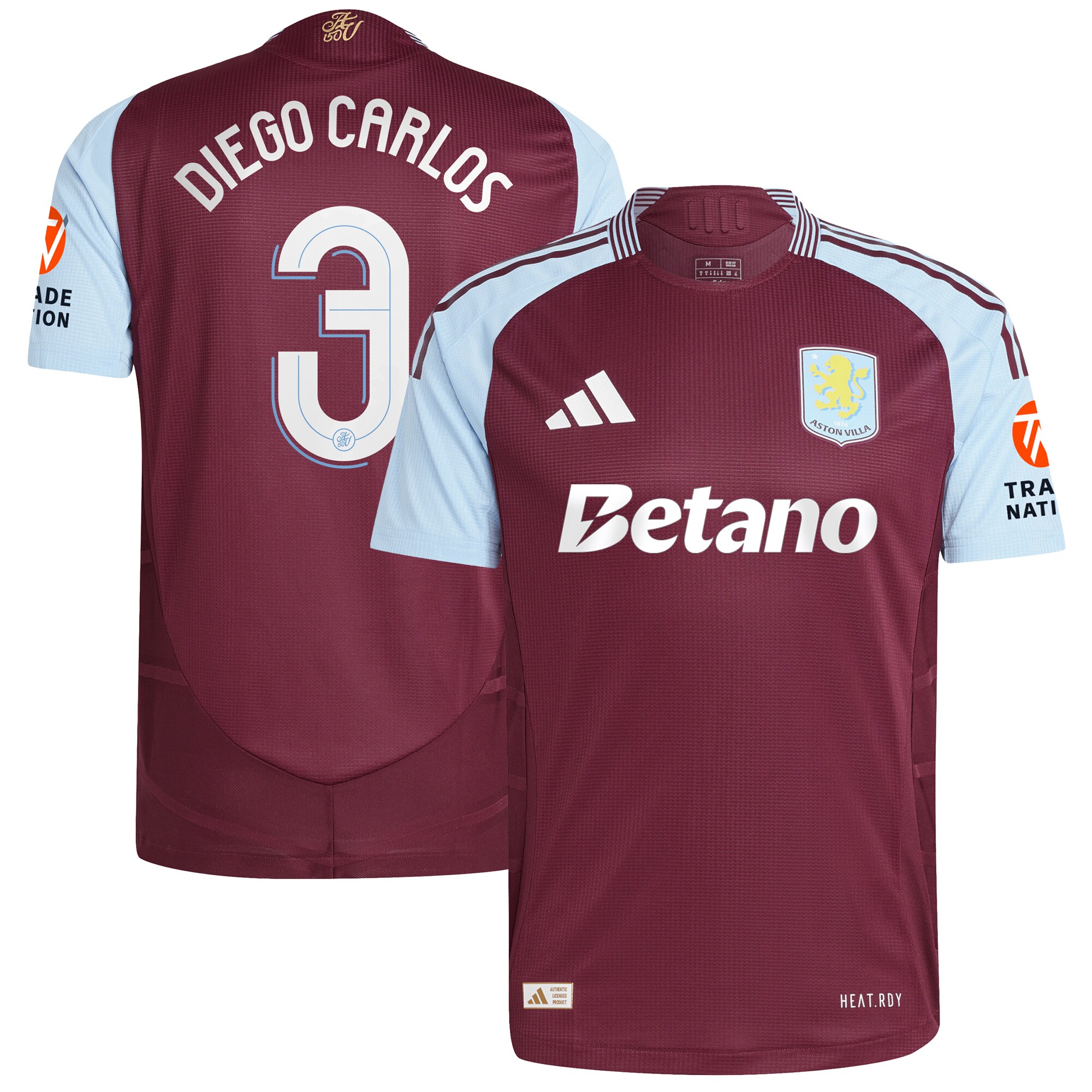 aston villa adidas home authentic shirt 2024-25 with diego carlos 3 cup printing Collection - Aston Villa Official Store