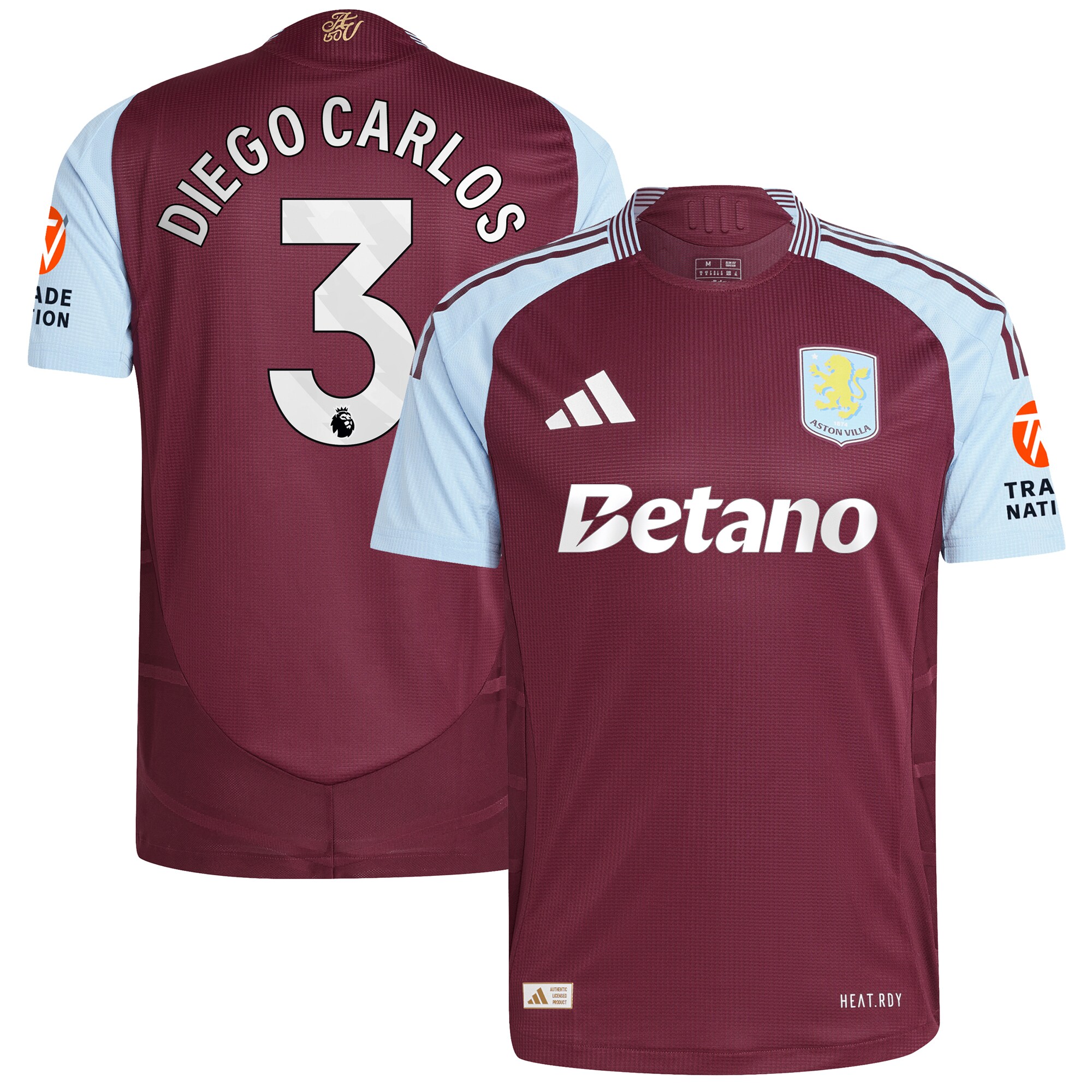 aston villa adidas home authentic shirt 2024-25 with diego carlos 3 printing Collection - Aston Villa Official Store
