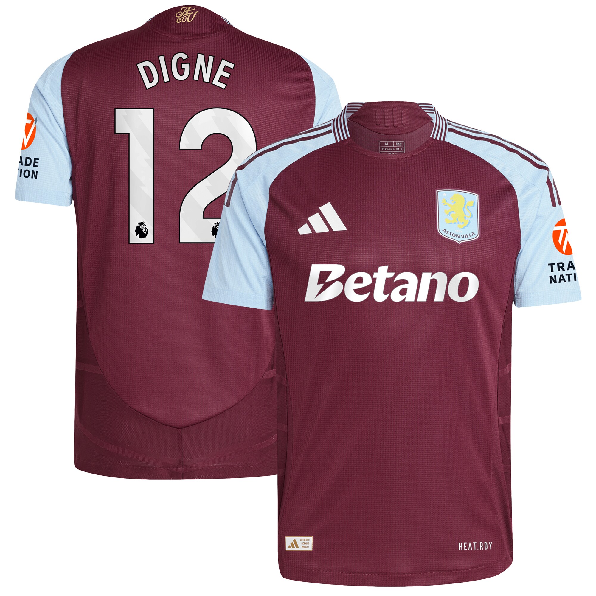 aston villa adidas home authentic shirt 2024-25 with digne 12 printing Collection - Aston Villa Official Store
