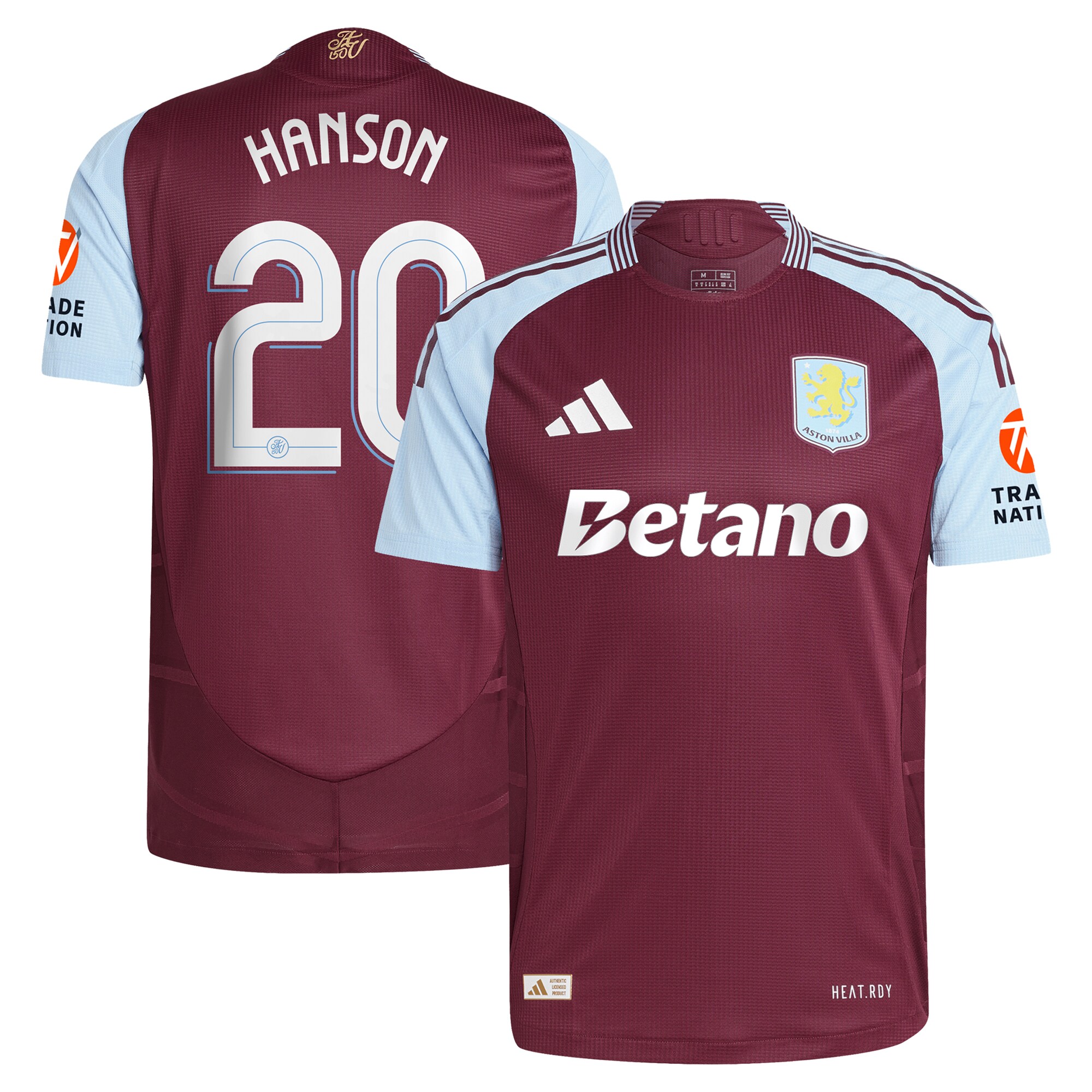 aston villa adidas home authentic shirt 2024-25 with hanson 20 cup printing Collection - Aston Villa Official Store