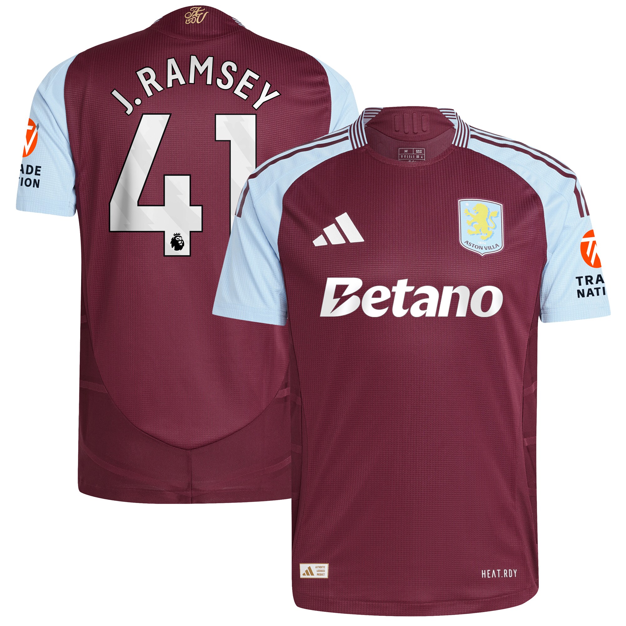 aston villa adidas home authentic shirt 2024-25 with j. ramsey 41 printing Collection - Aston Villa Official Store