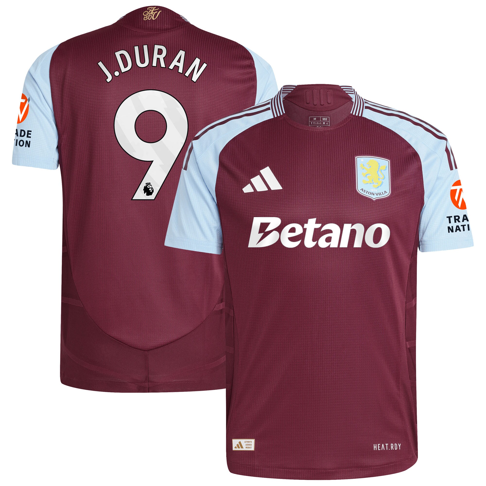 aston villa adidas home authentic shirt 2024-25 with j.duran 9 printing Collection - Aston Villa Official Store
