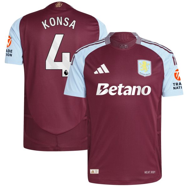 aston villa adidas home authentic shirt 2024-25 with konsa 4 printing Collection - Aston Villa Official Store
