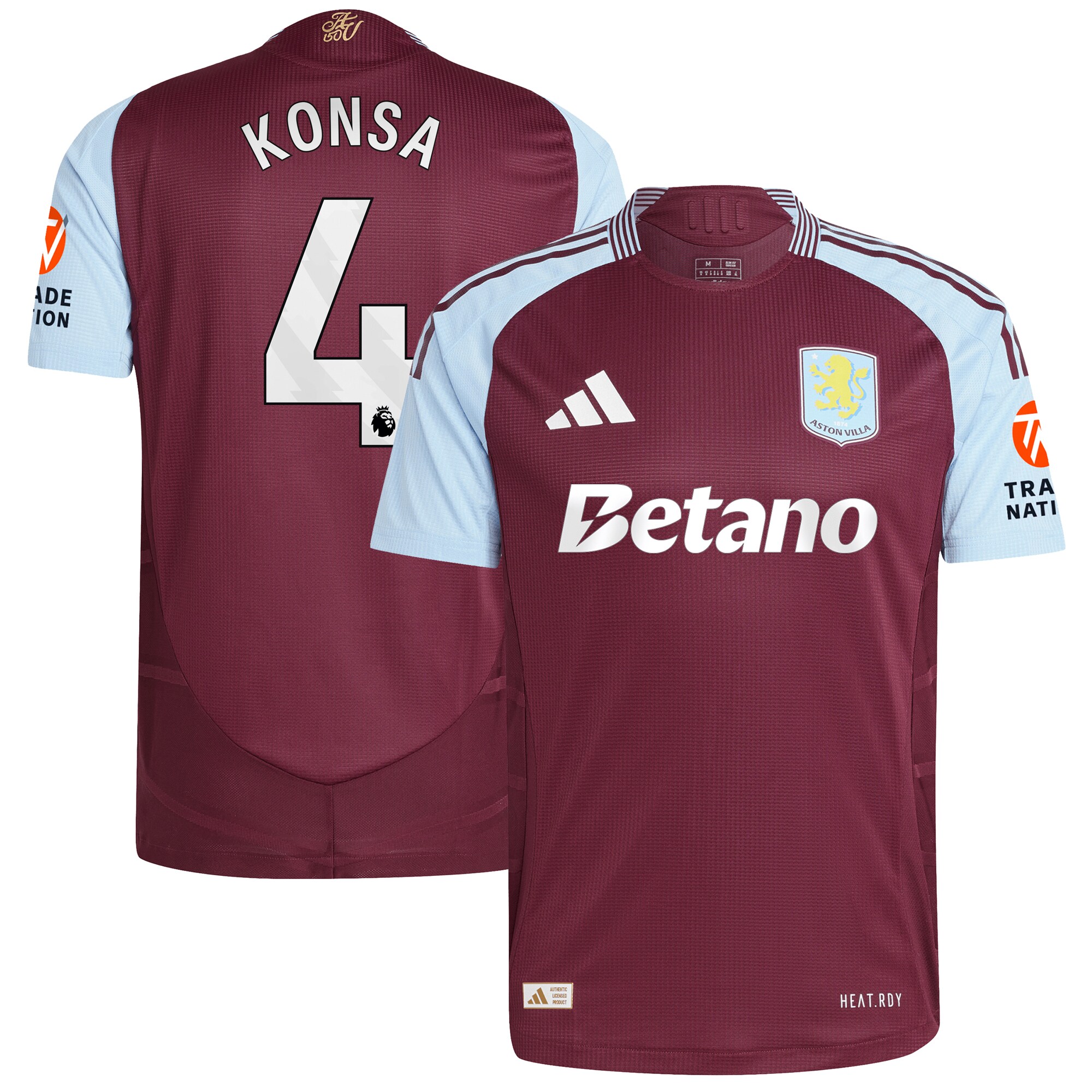 aston villa adidas home authentic shirt 2024-25 with konsa 4 printing Collection - Aston Villa Official Store