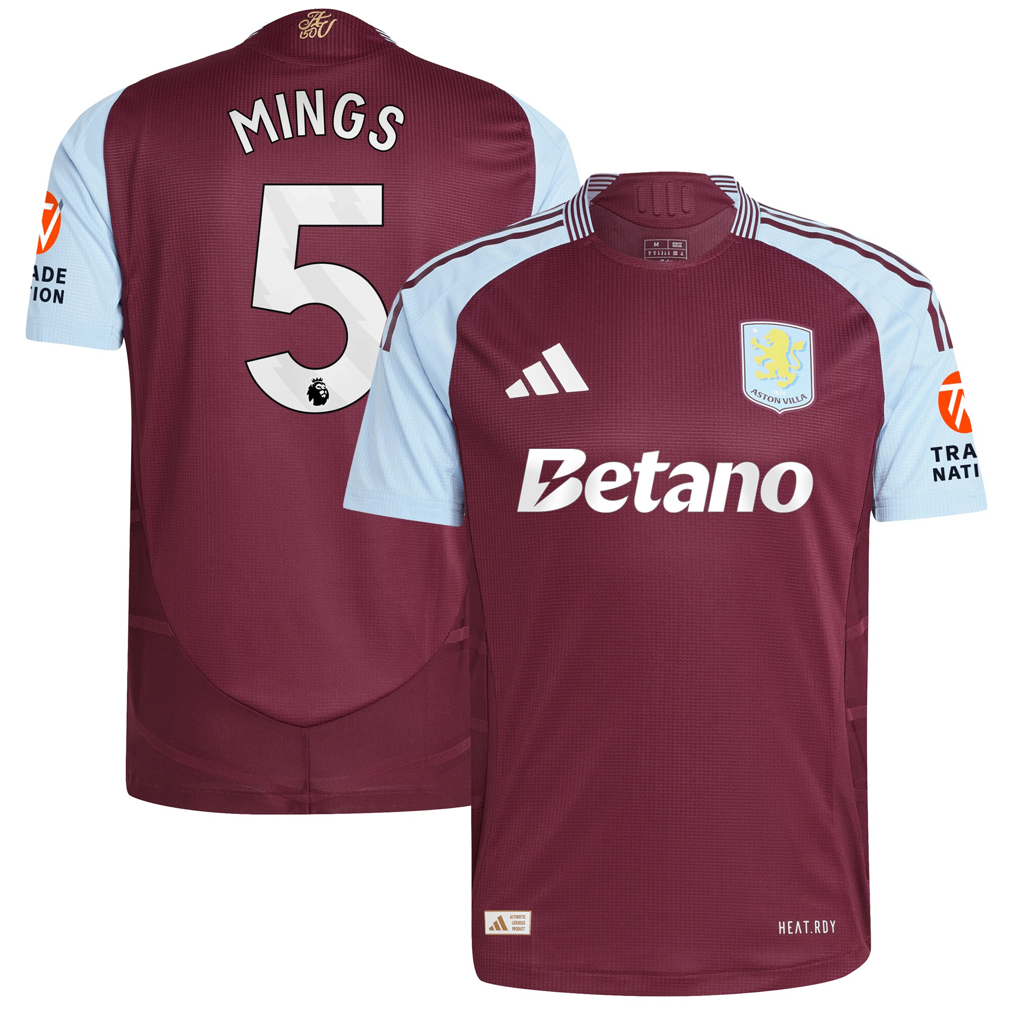 aston villa adidas home authentic shirt 2024-25 with mings 5 printing Collection - Aston Villa Official Store