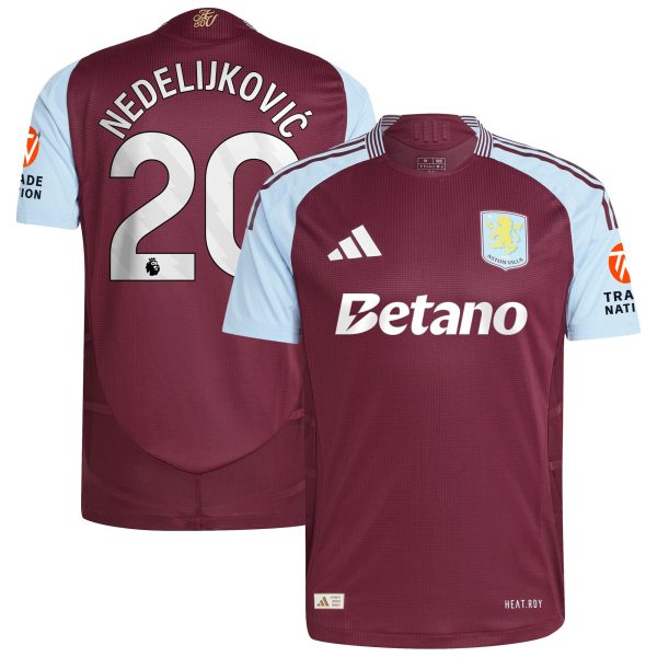 aston villa adidas home authentic shirt 2024-25 with nedeljković 20 printing Collection - Aston Villa Official Store