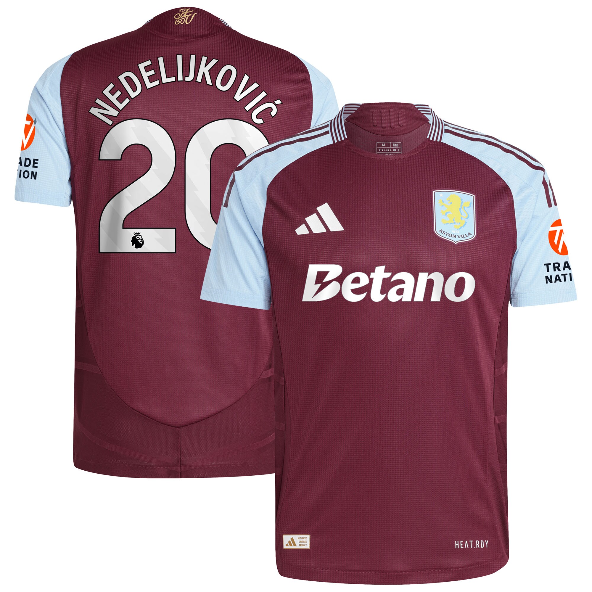 aston villa adidas home authentic shirt 2024-25 with nedeljković 20 printing Collection - Aston Villa Official Store