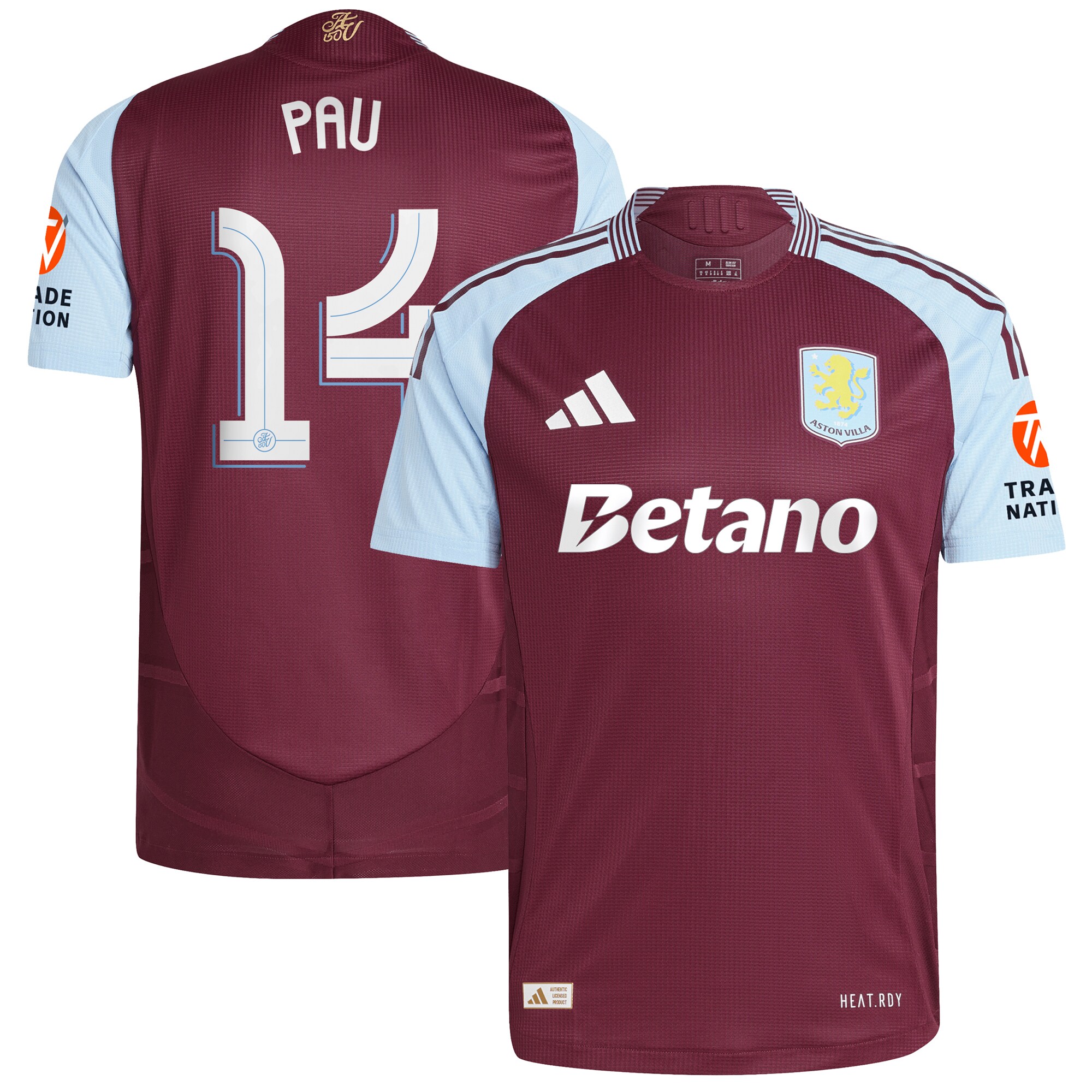 aston villa adidas home authentic shirt 2024-25 with pau 14 cup printing Collection - Aston Villa Official Store