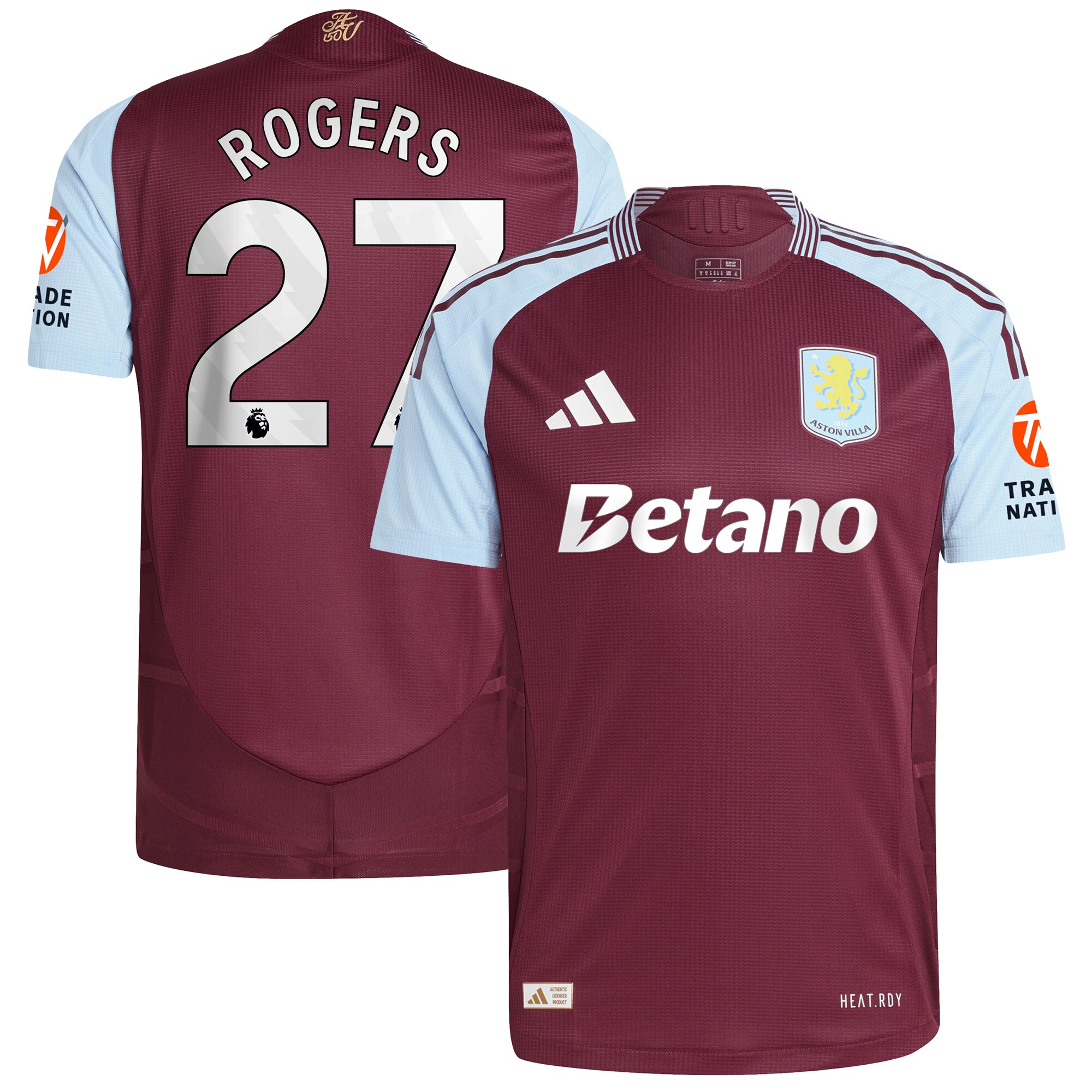 aston villa adidas home authentic shirt 2024-25 with rogers 27 printing Collection - Aston Villa Official Store