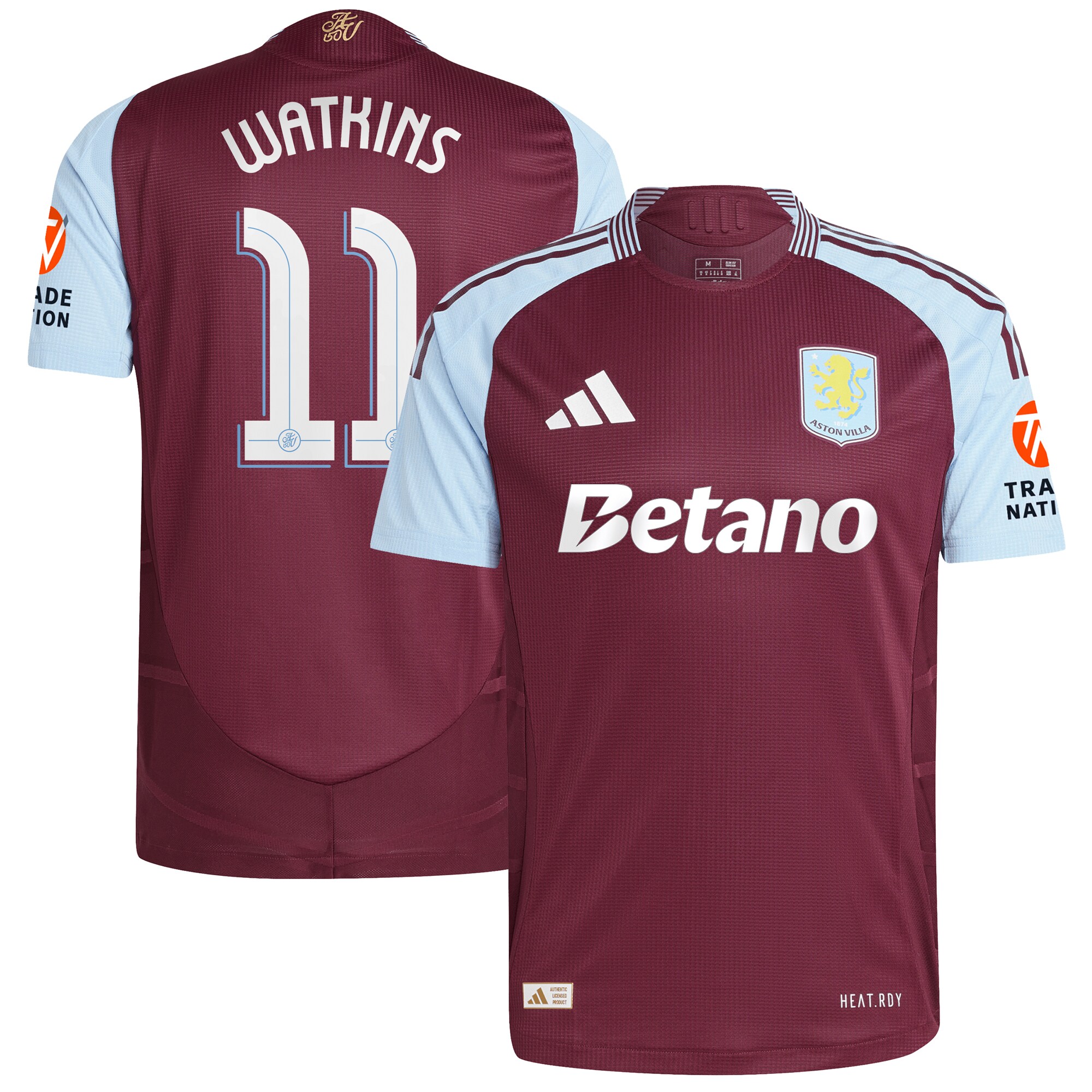 aston villa adidas home authentic shirt 2024-25 with watkins 11 cup printing Collection - Aston Villa Official Store
