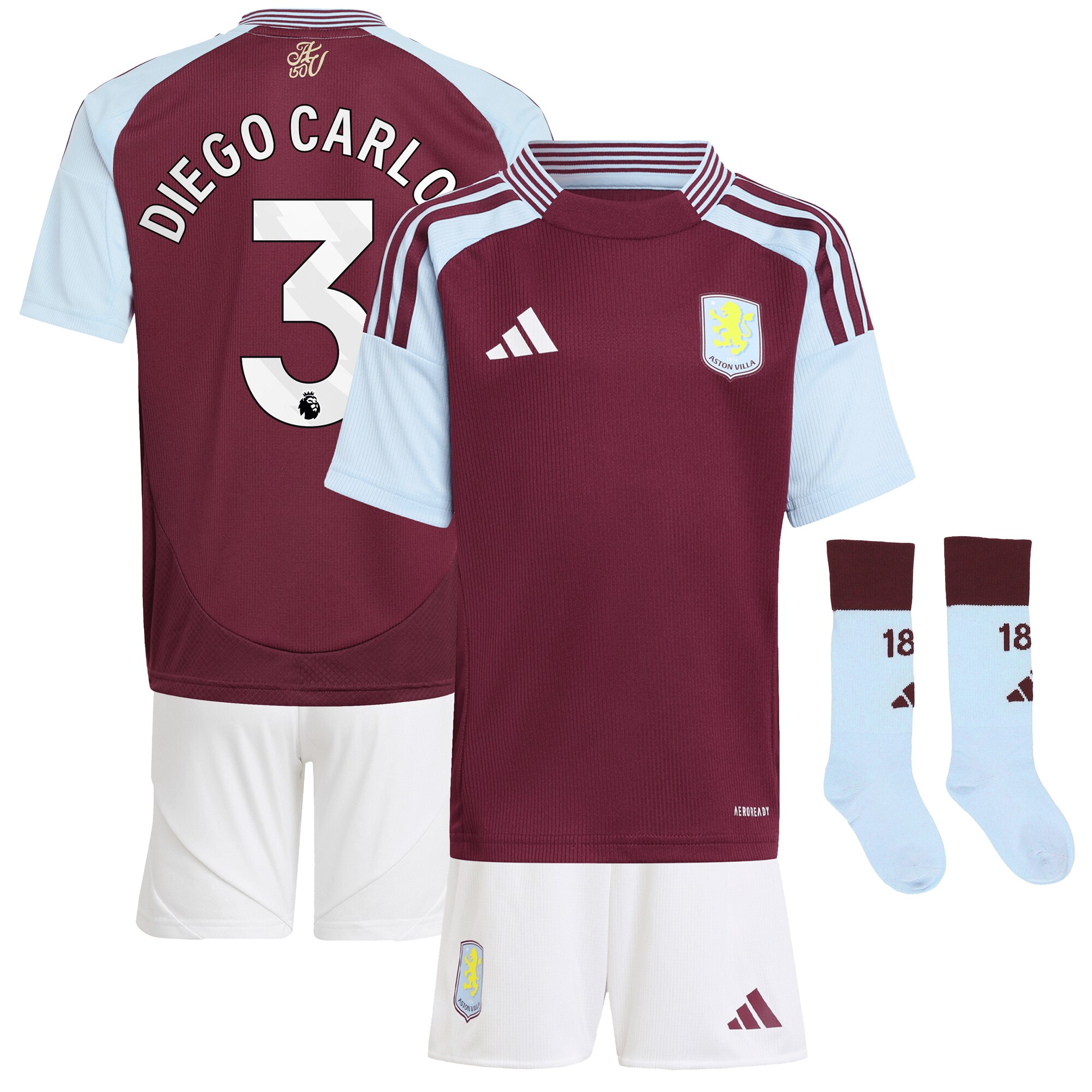 aston villa adidas home mini kit 2024-25 with diego carlos 3 printing Collection - Aston Villa Official Store