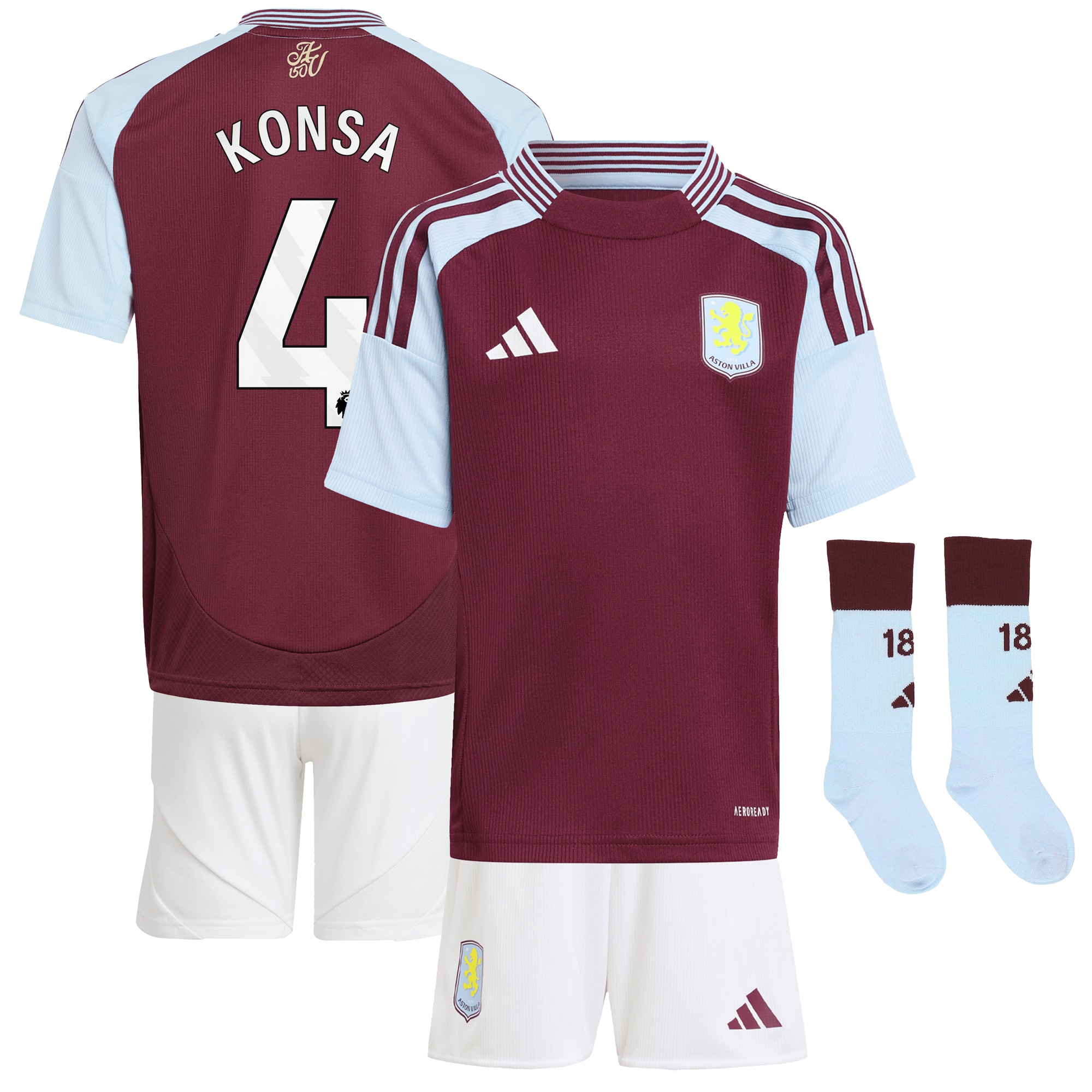 aston villa adidas home mini kit 2024-25 with konsa 4 printing Collection - Aston Villa Official Store