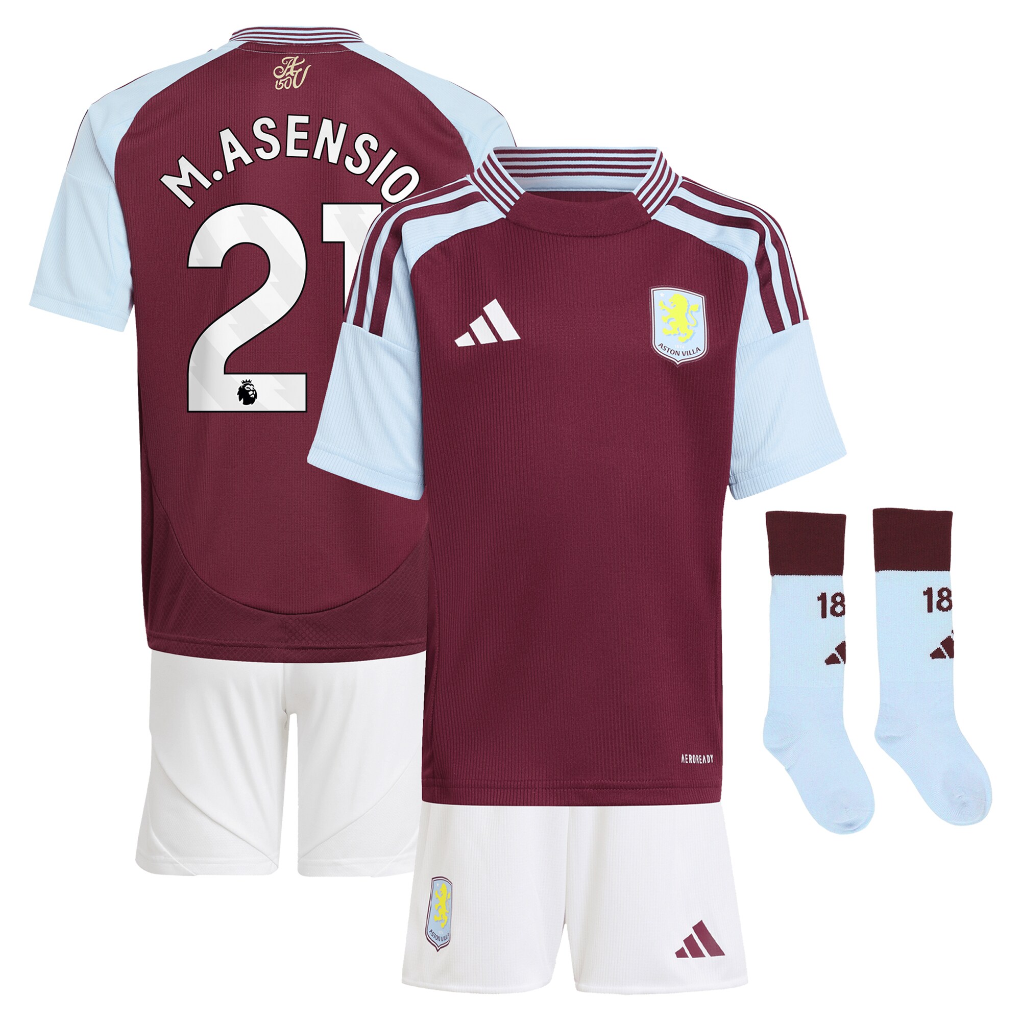 aston villa adidas home mini kit 2024-25 with m.asensio 21 printing Collection - Aston Villa Official Store
