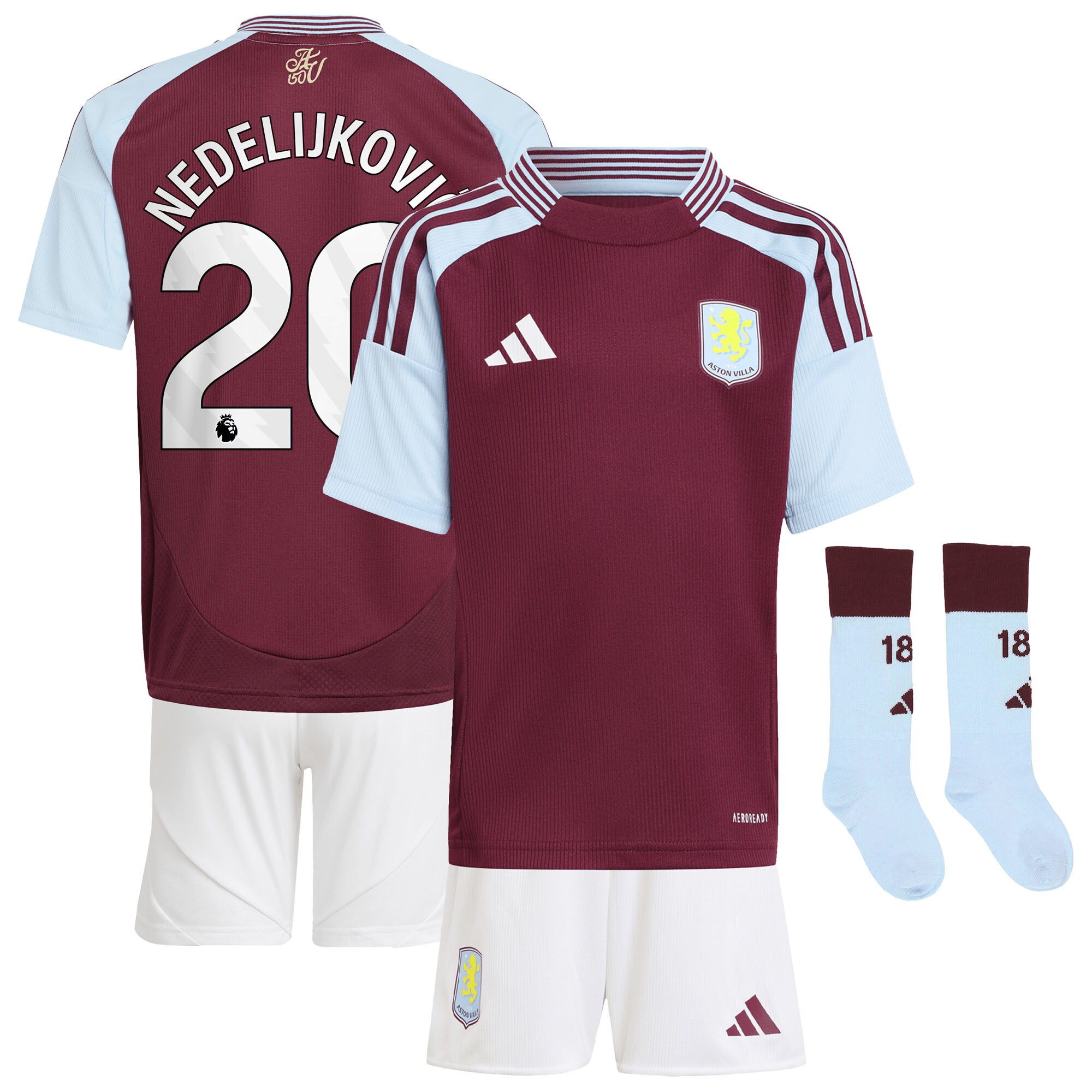 aston villa adidas home mini kit 2024-25 with nedeljković 20 printing Collection - Aston Villa Official Store