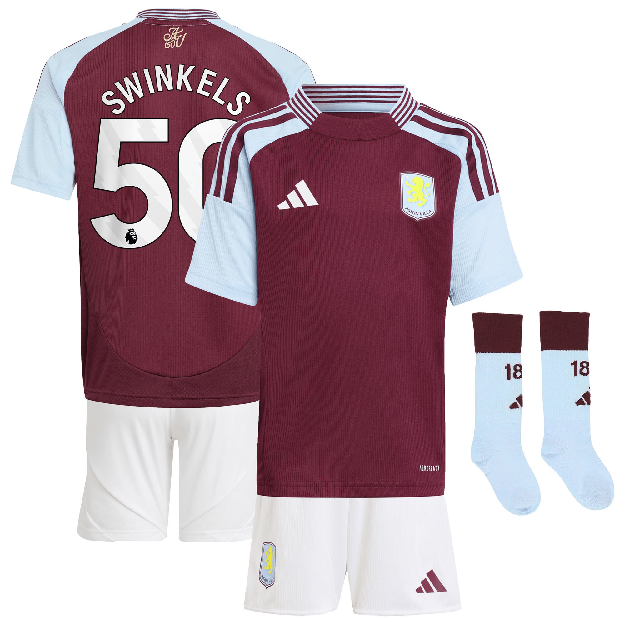 aston villa adidas home mini kit 2024-25 with swinkels 50 printing Collection - Aston Villa Official Store