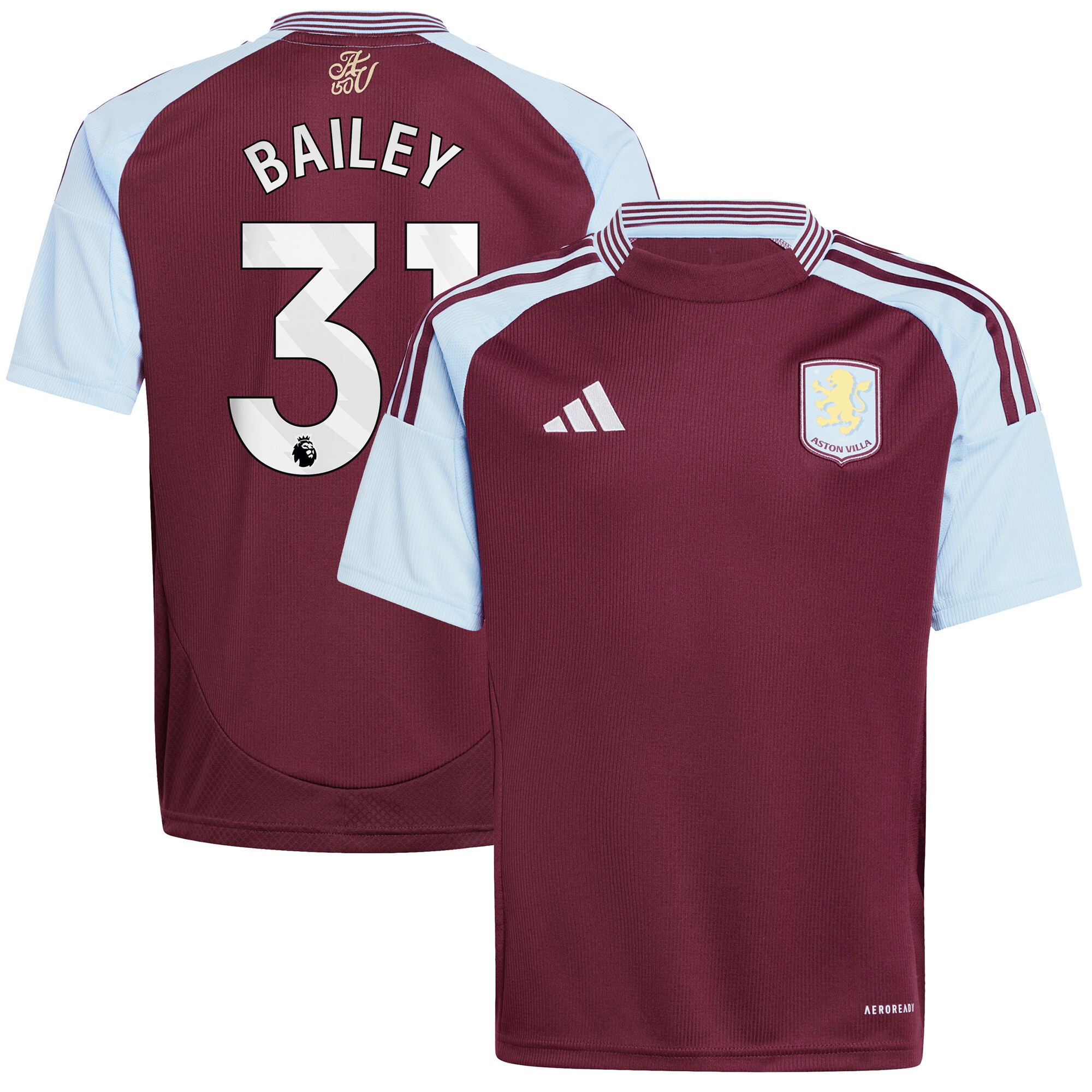 aston villa adidas home shirt 2024-25 – kids with bailey 31 printing Collection - Aston Villa Official Store