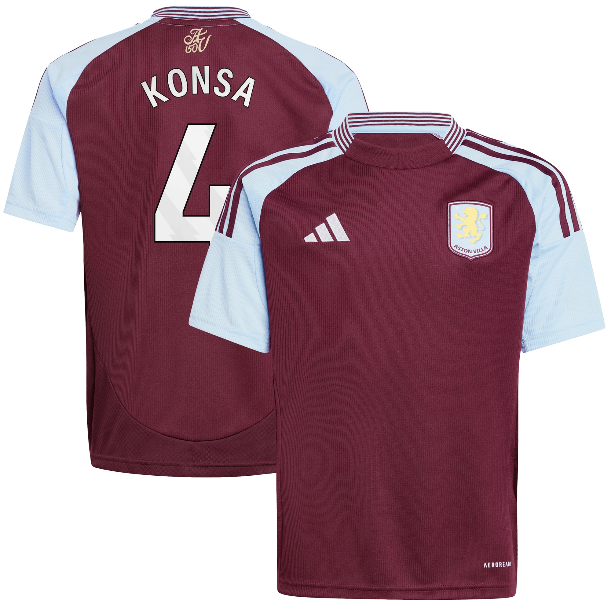 aston villa adidas home shirt 2024-25 – kids with konsa 4 printing Collection - Aston Villa Official Store
