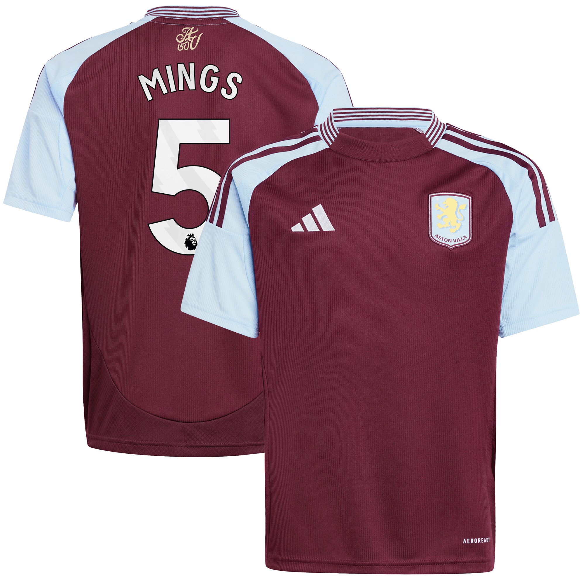 aston villa adidas home shirt 2024-25 – kids with mings 5 printing Collection - Aston Villa Official Store