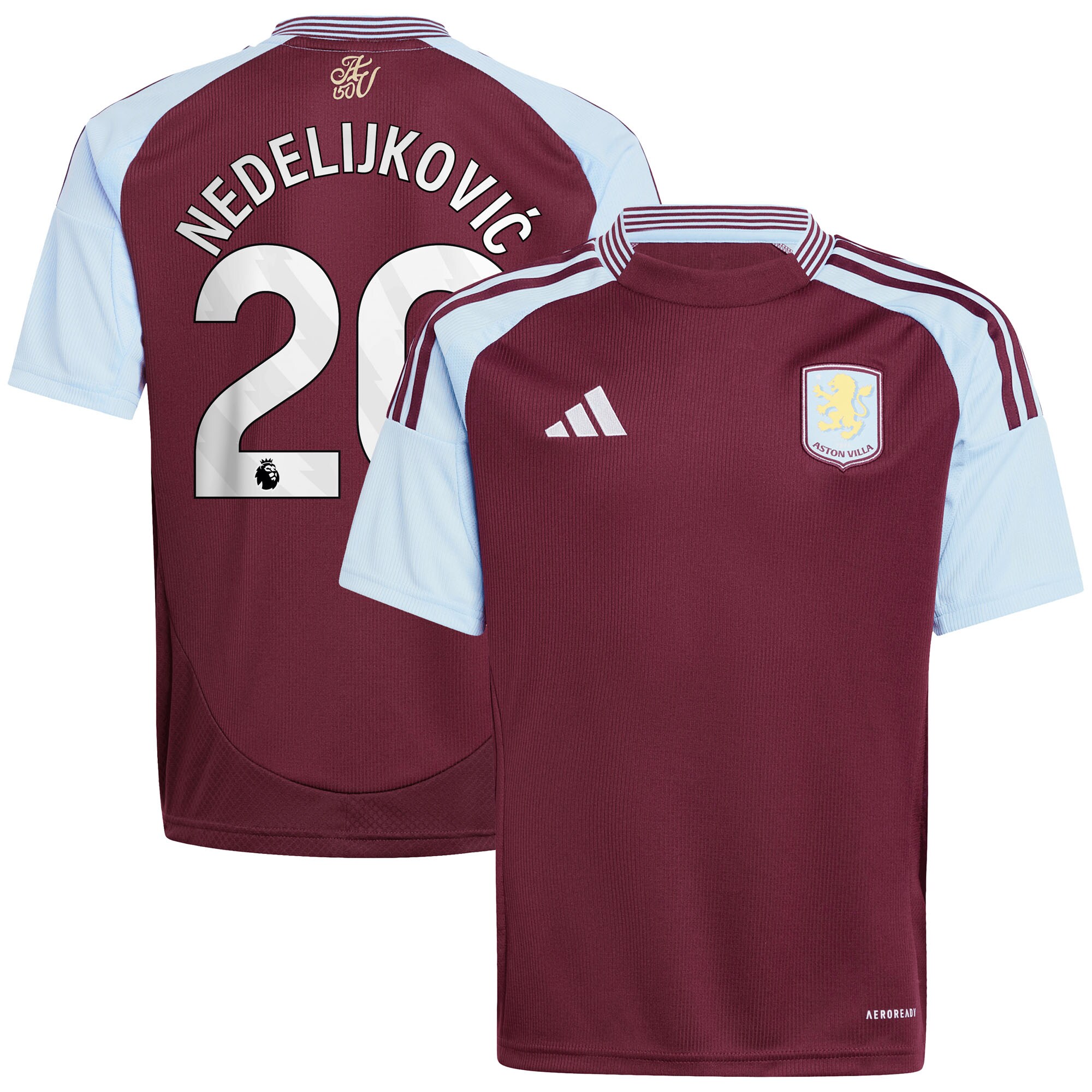 aston villa adidas home shirt 2024-25 – kids with nedeljković 20 printing Collection - Aston Villa Official Store