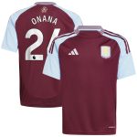 aston villa adidas home shirt 2024-25 – kids with onana 24 printing Collection - Aston Villa Official Store