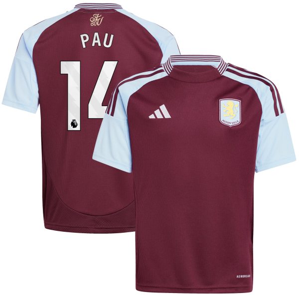 aston villa adidas home shirt 2024-25 – kids with pau 14 printing Collection - Aston Villa Official Store