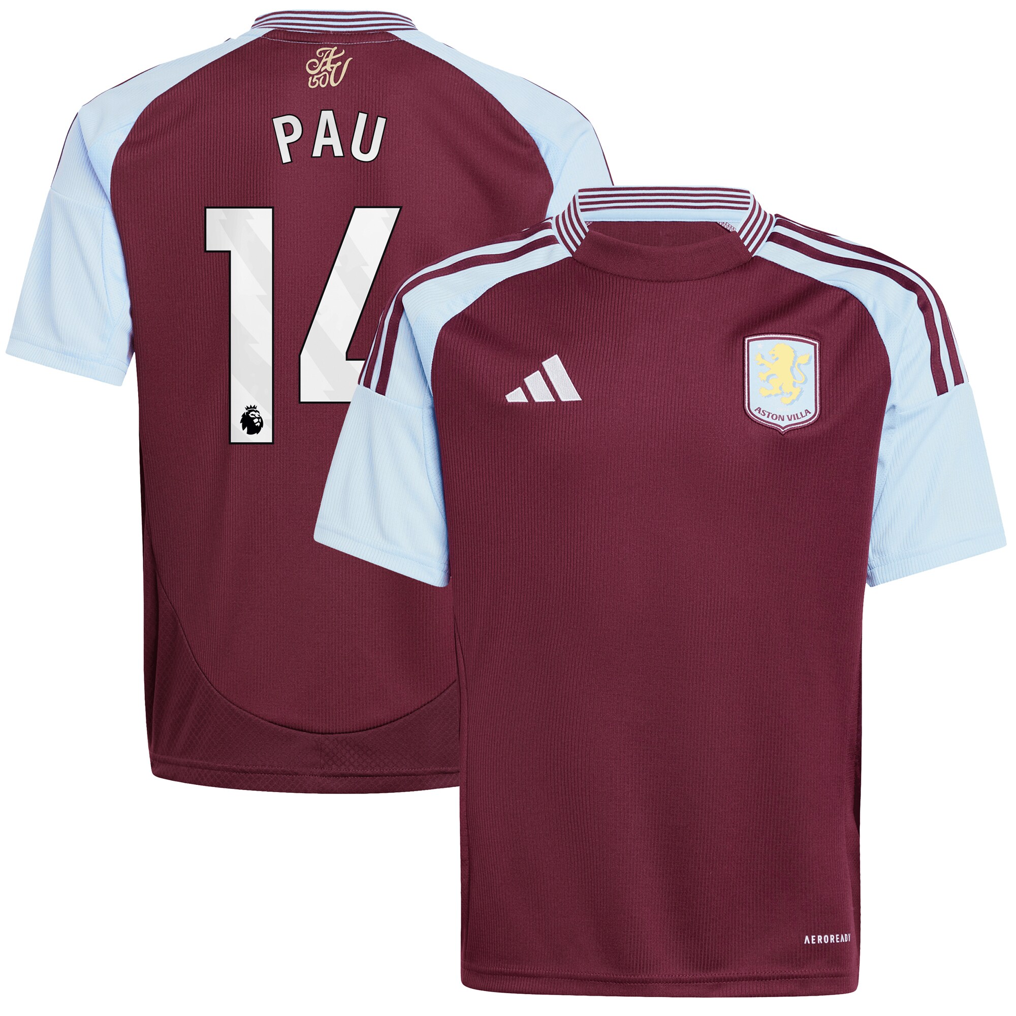 aston villa adidas home shirt 2024-25 – kids with pau 14 printing Collection - Aston Villa Official Store