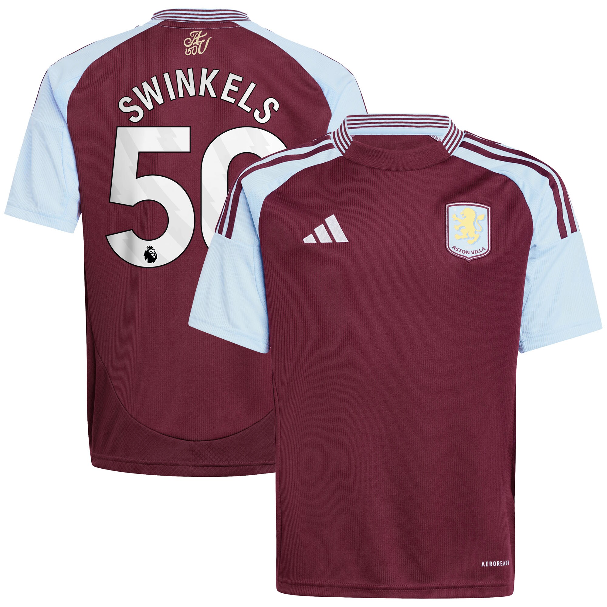 aston villa adidas home shirt 2024-25 – kids with swinkels 50 printing Collection - Aston Villa Official Store