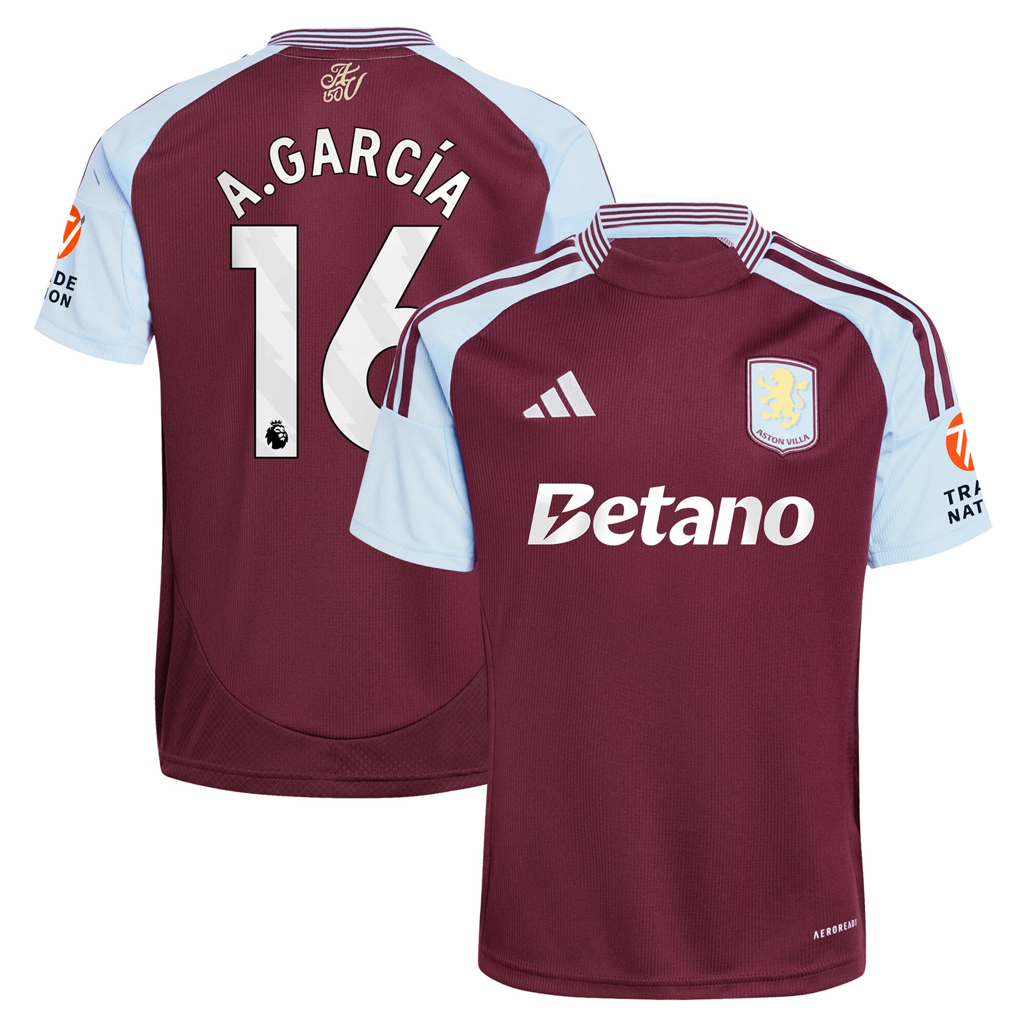 aston villa adidas home shirt 2024-25 with a.garcía 16 printing Collection - Aston Villa Official Store