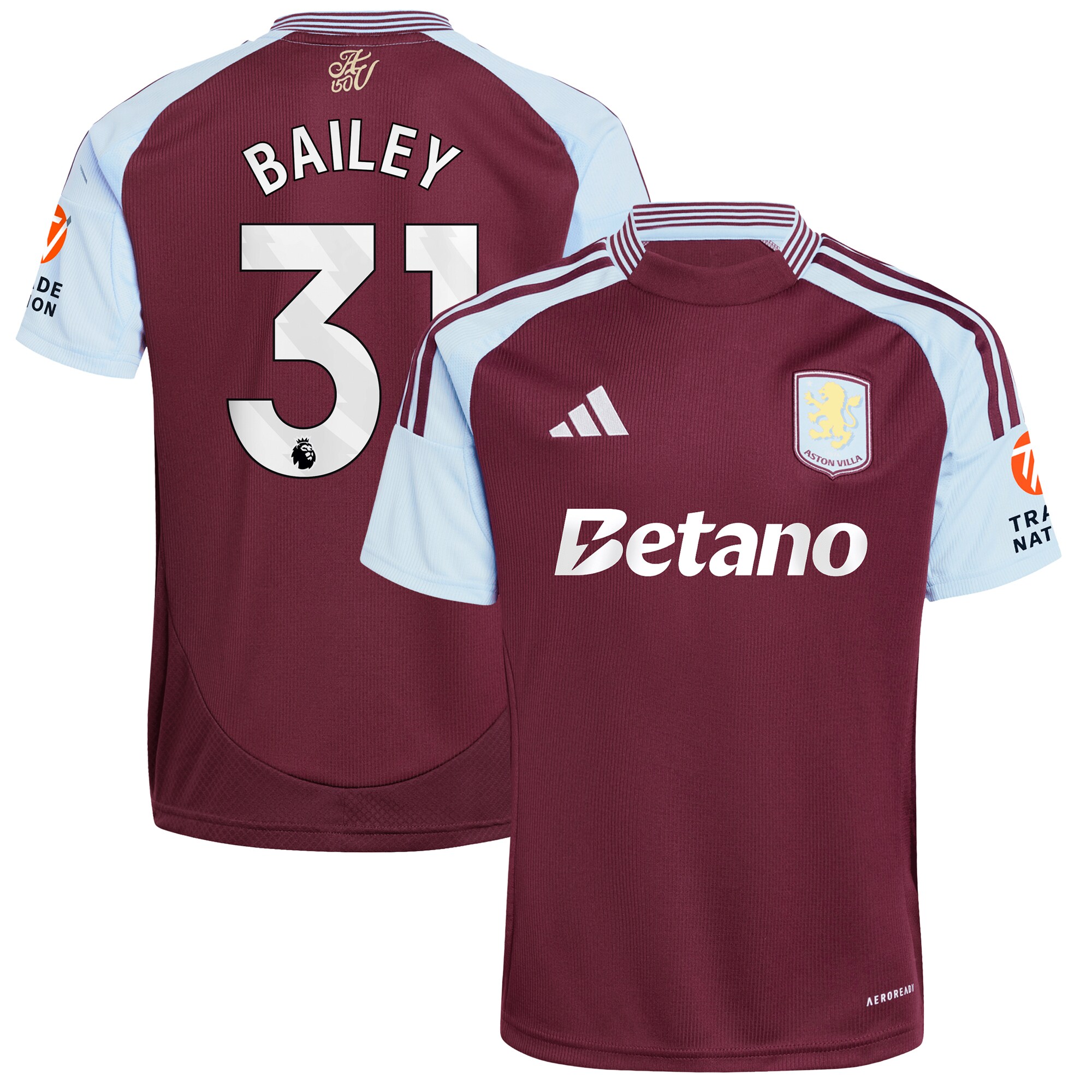 aston villa adidas home shirt 2024-25 with bailey 31 printing Collection - Aston Villa Official Store